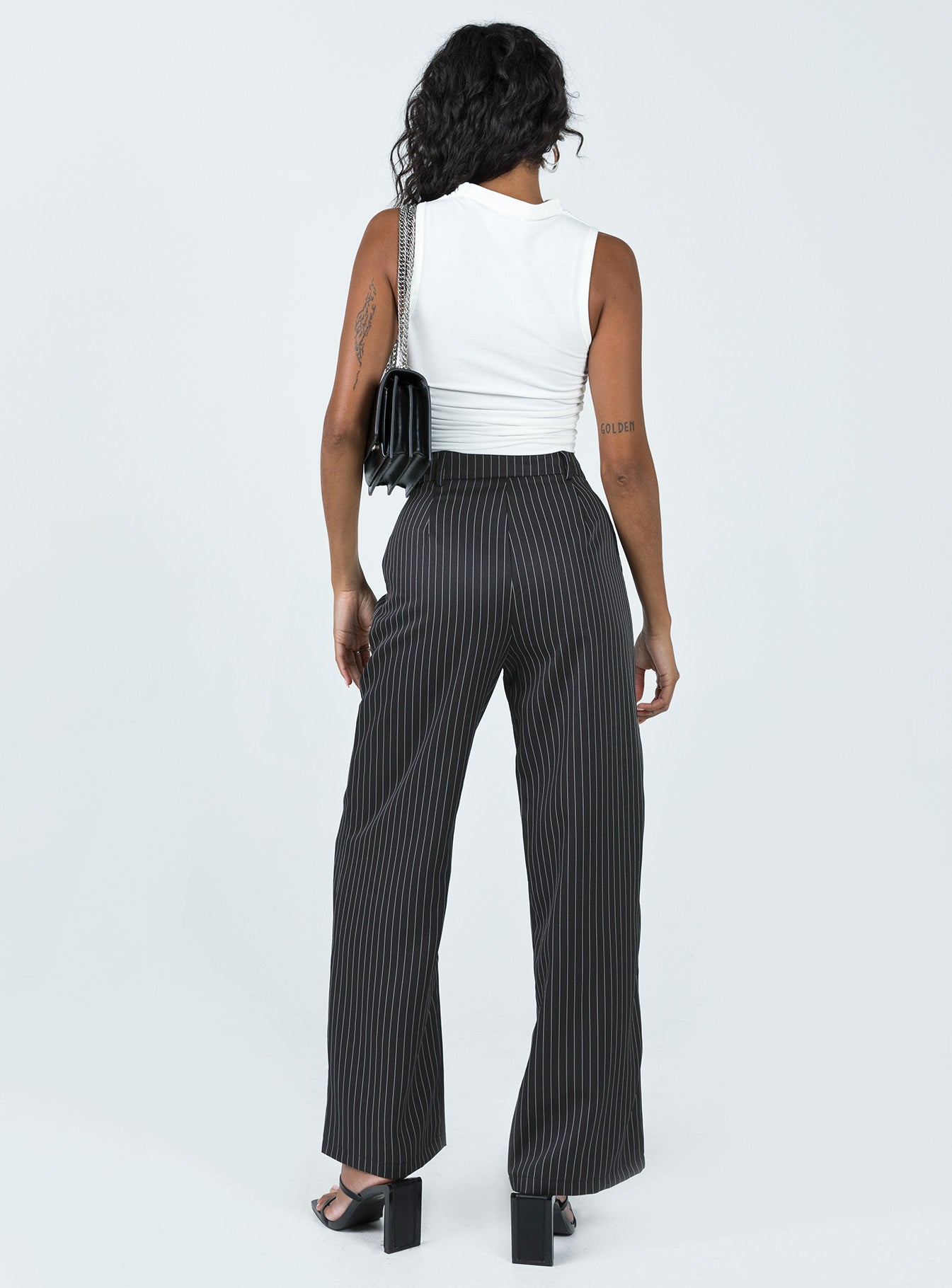 Archer Pants Pinstripe Black - Image 5