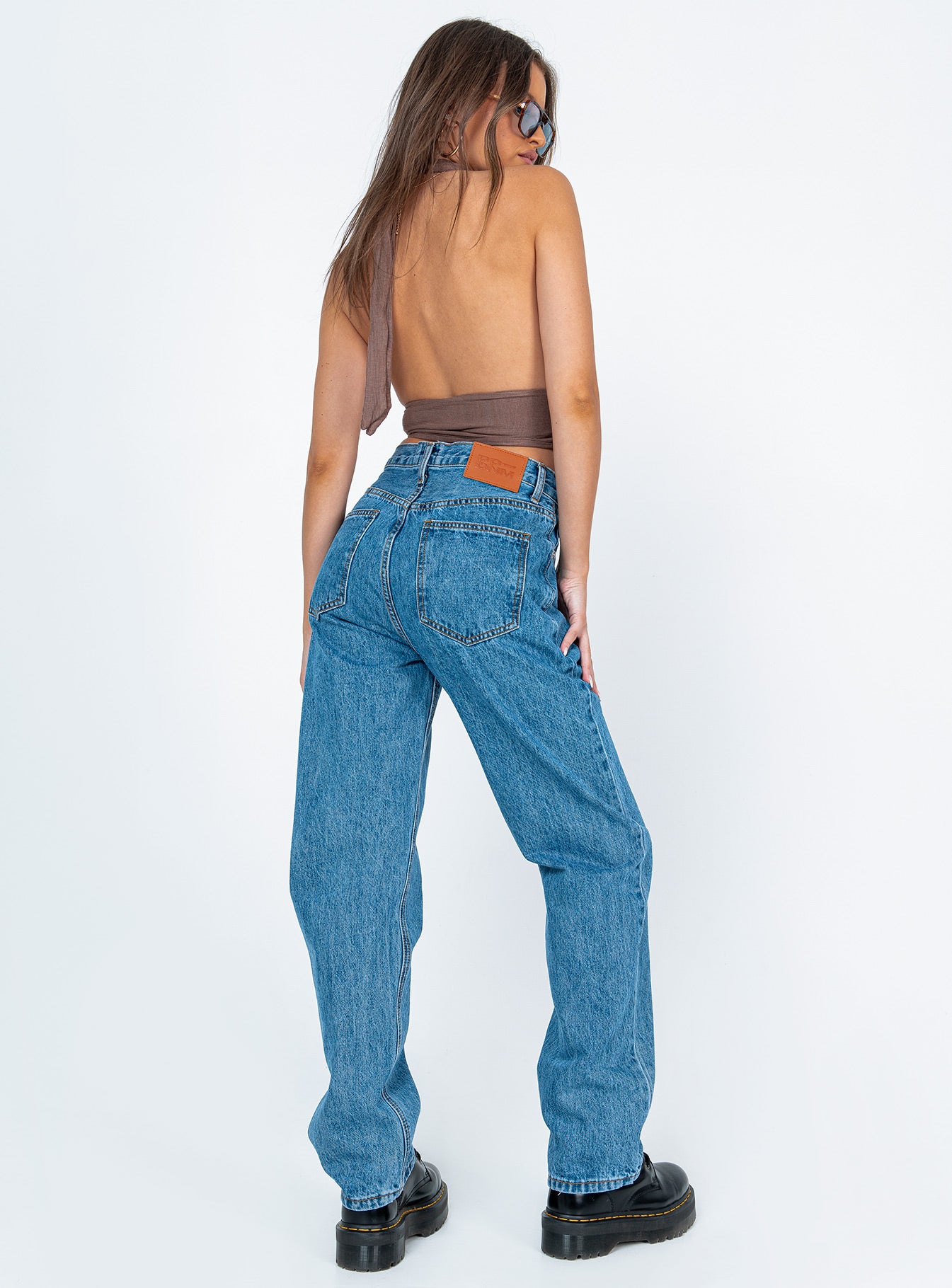 Holly Asymmetric Straight Leg Jean Mid Wash Denim - Image 5
