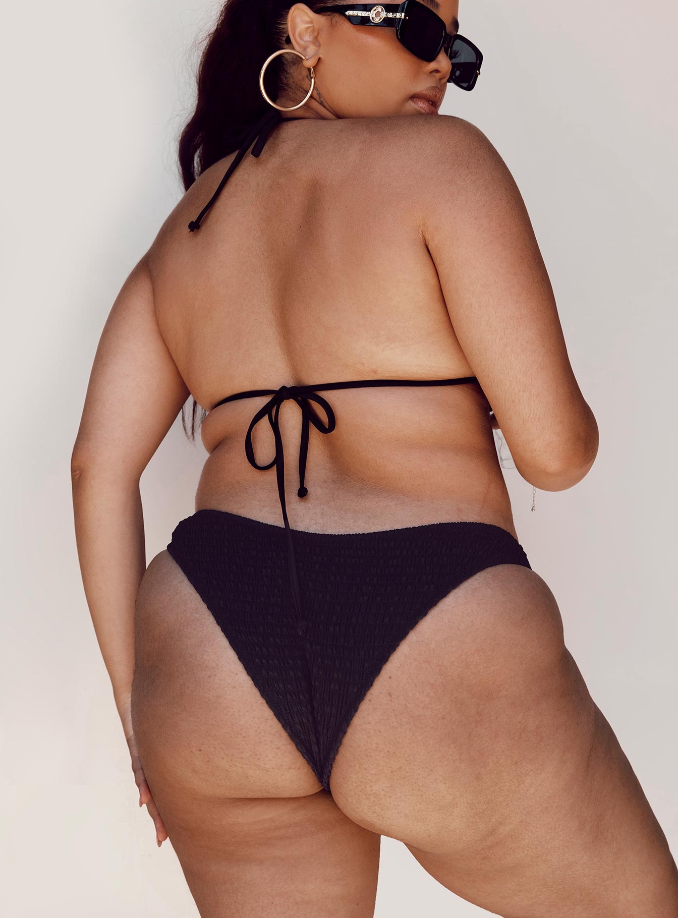 Blanca High Cut Shirred Bikini Bottoms Black Curve - Image 4