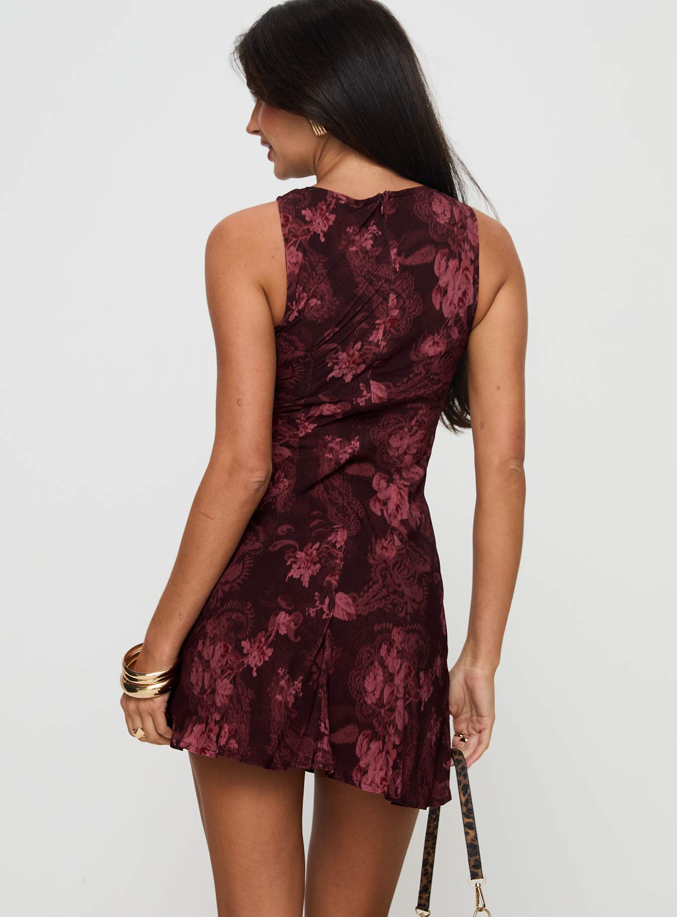 Vivre Mini Dress Burgundy Paisley Tall - Image 3