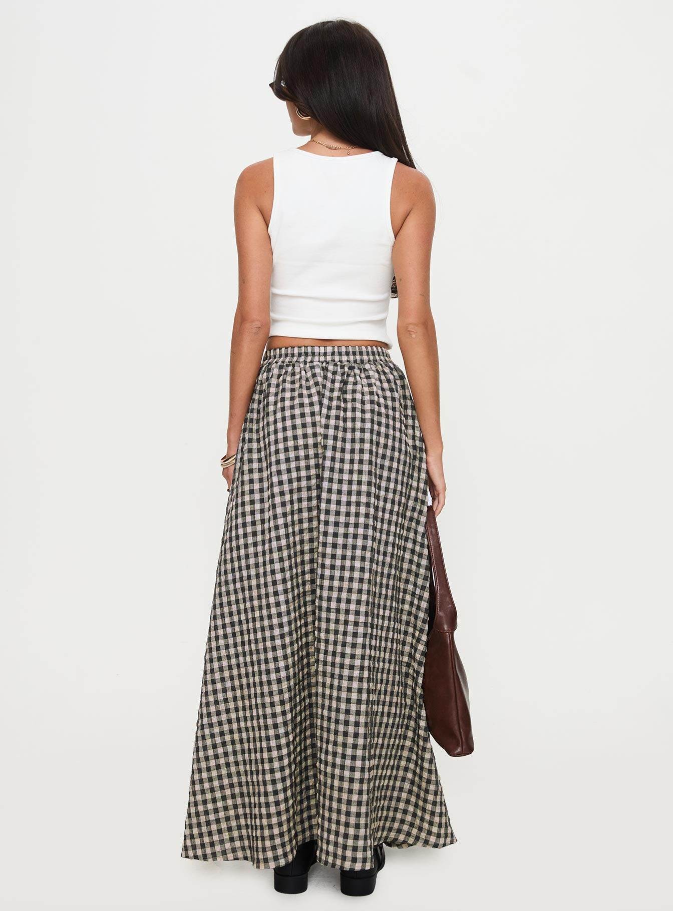 Cartmel Check Maxi Skirt Black / Cream - Image 5