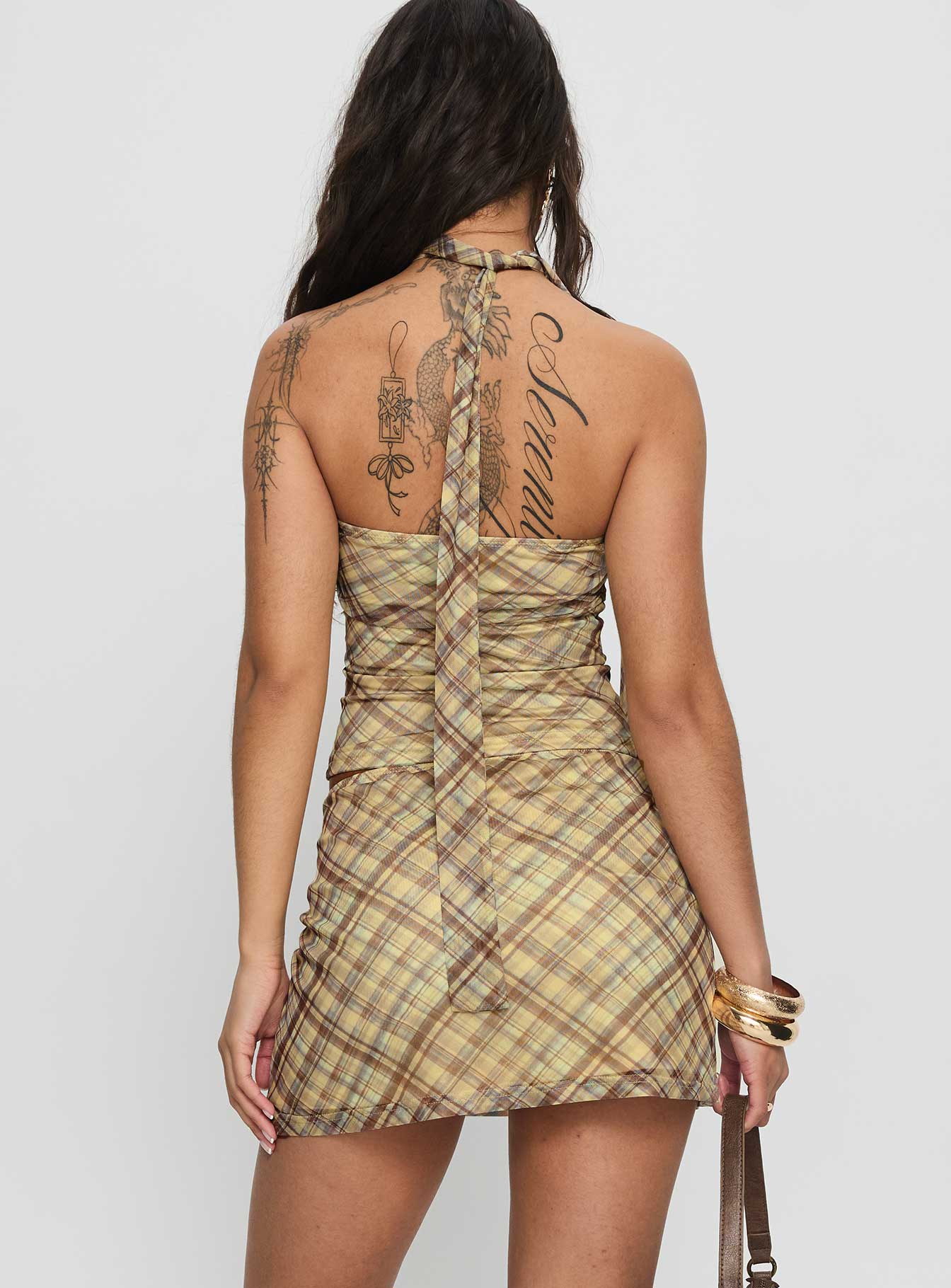 Bradee Scarf Detail Set Yellow Check - Image 5