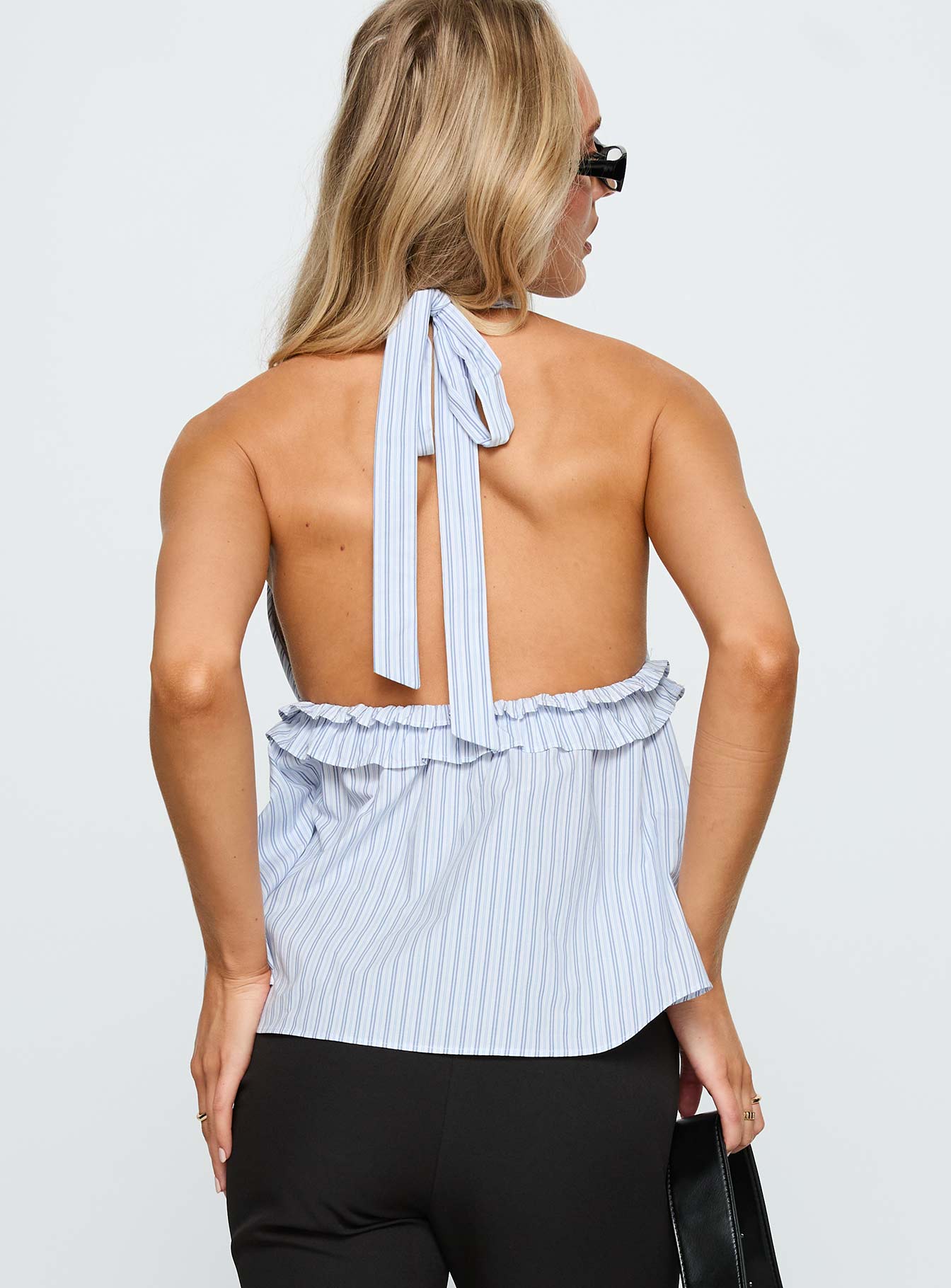 Nautique Halter Ruched Top Blue Stripe - Image 5