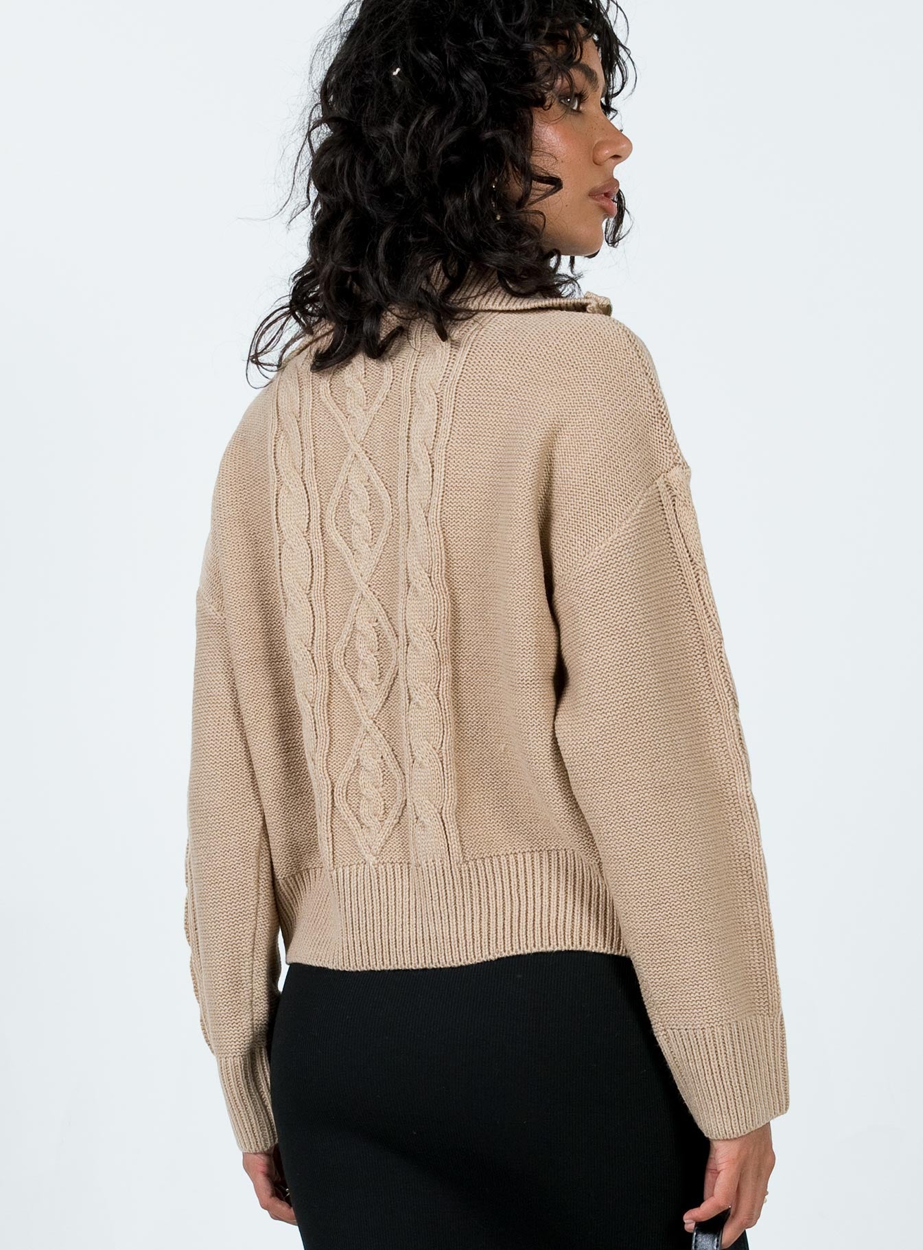 Sommers Quarterzip Sweater Beige - Image 4