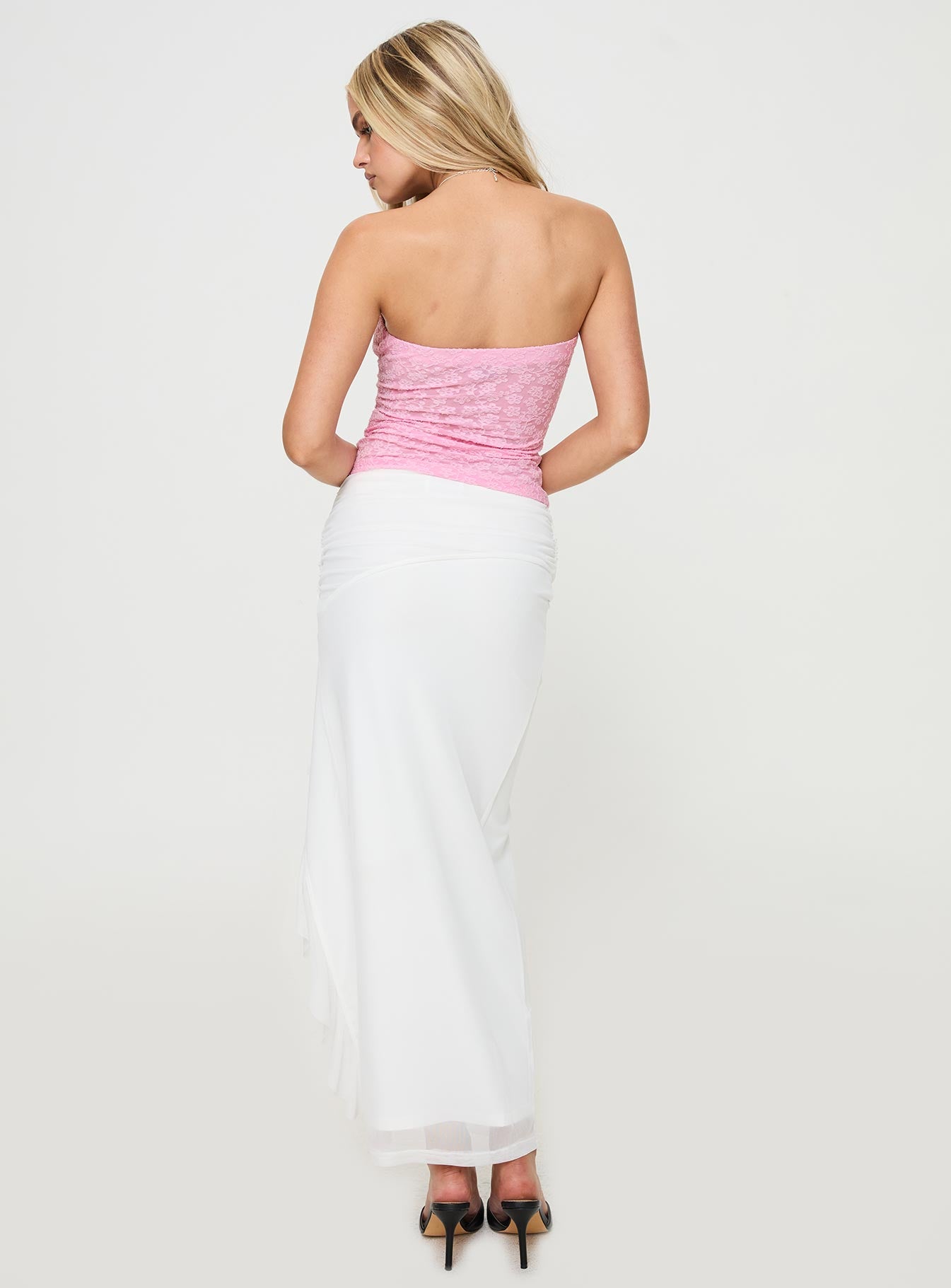 Amarie Ruffle Maxi Skirt White - Image 5
