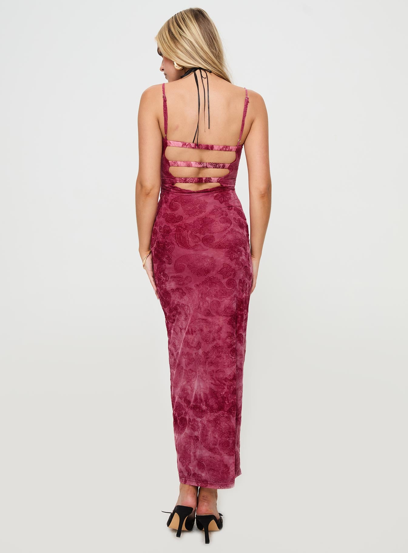 Orla Paisley Maxi Dress Burgundy - Image 5