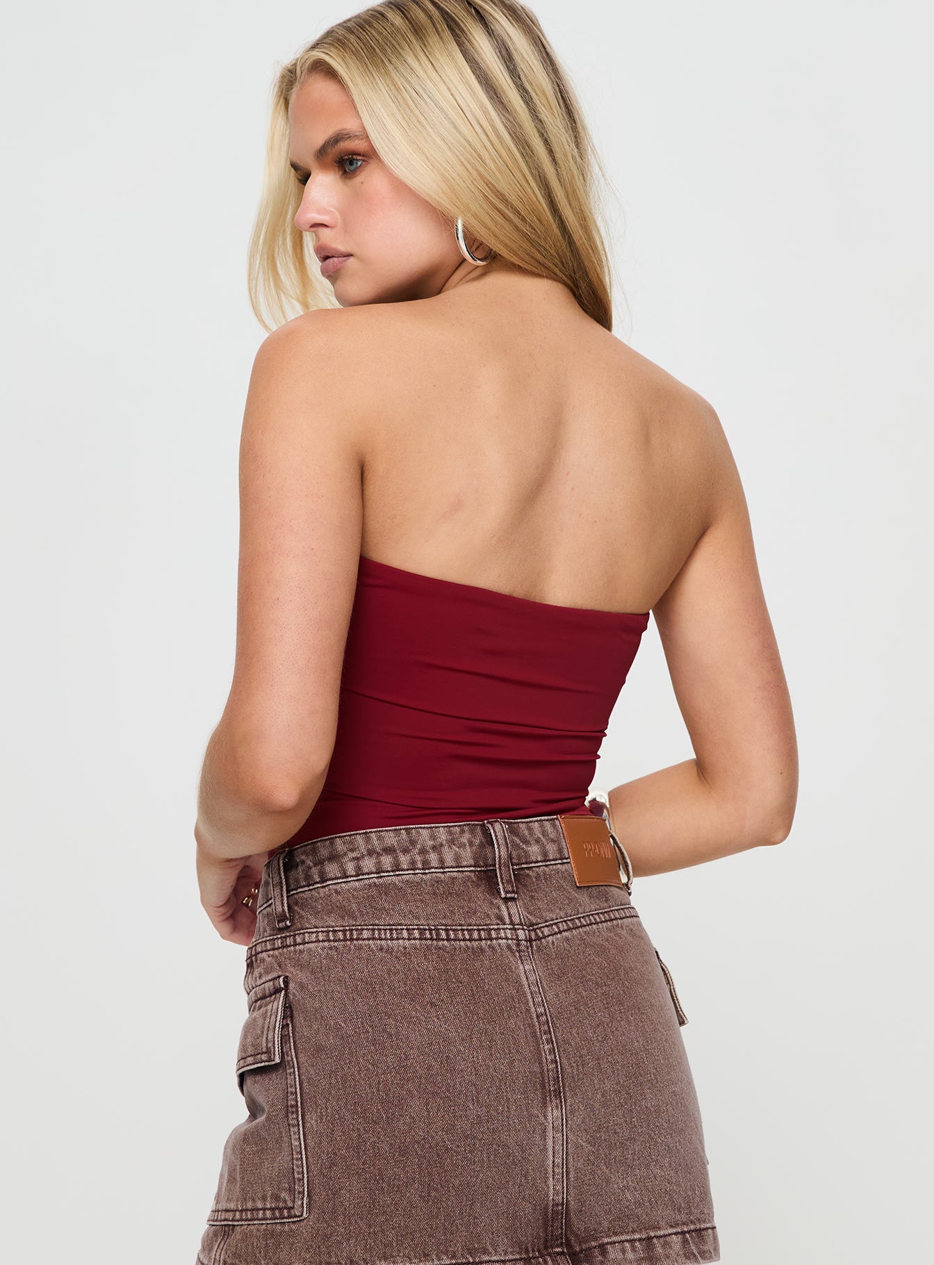 Niner Strapless Bodysuit Burgundy - Image 5