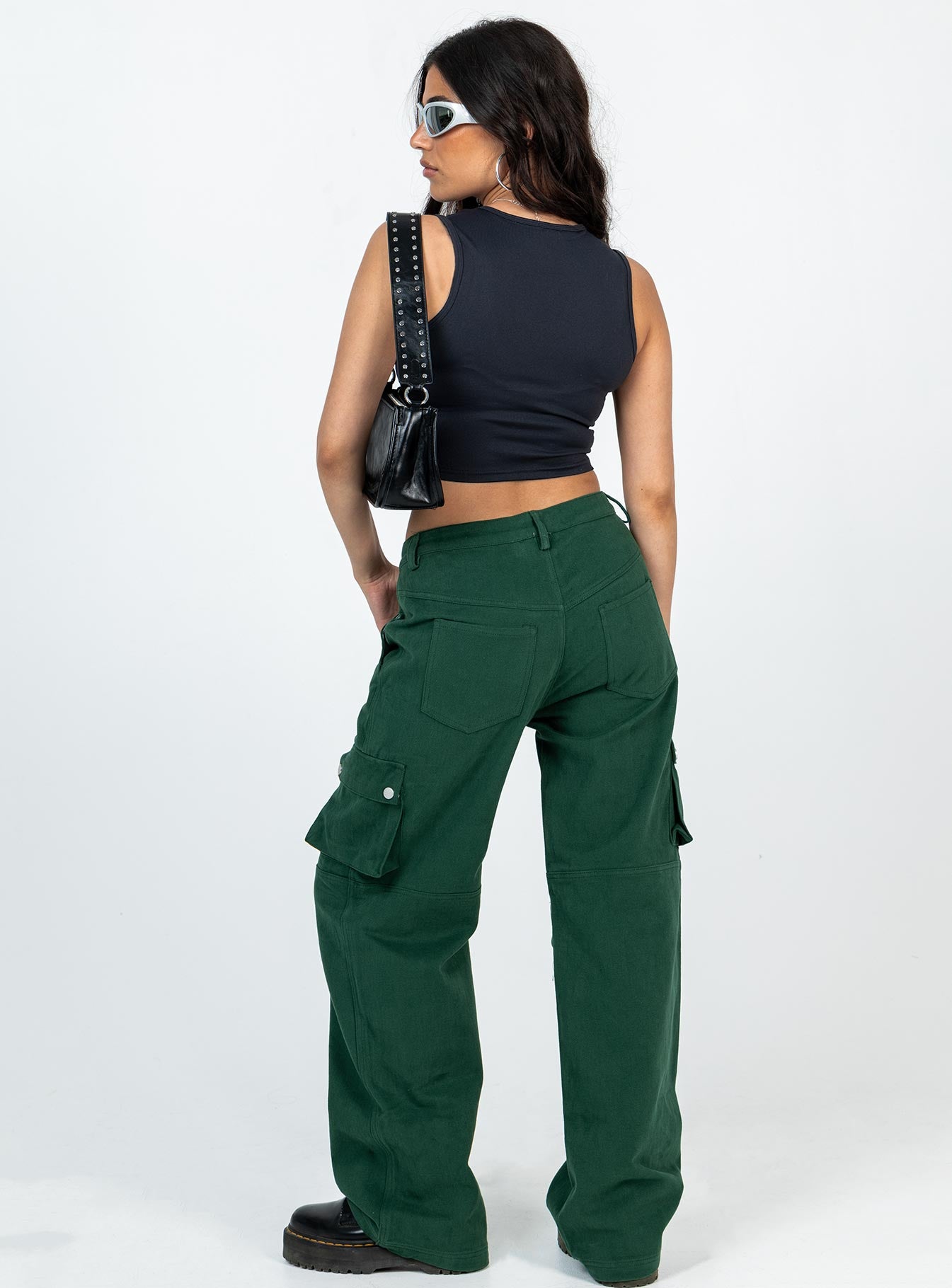 Paige Mid Rise Cargo Jean Denim Green Petite - Image 5