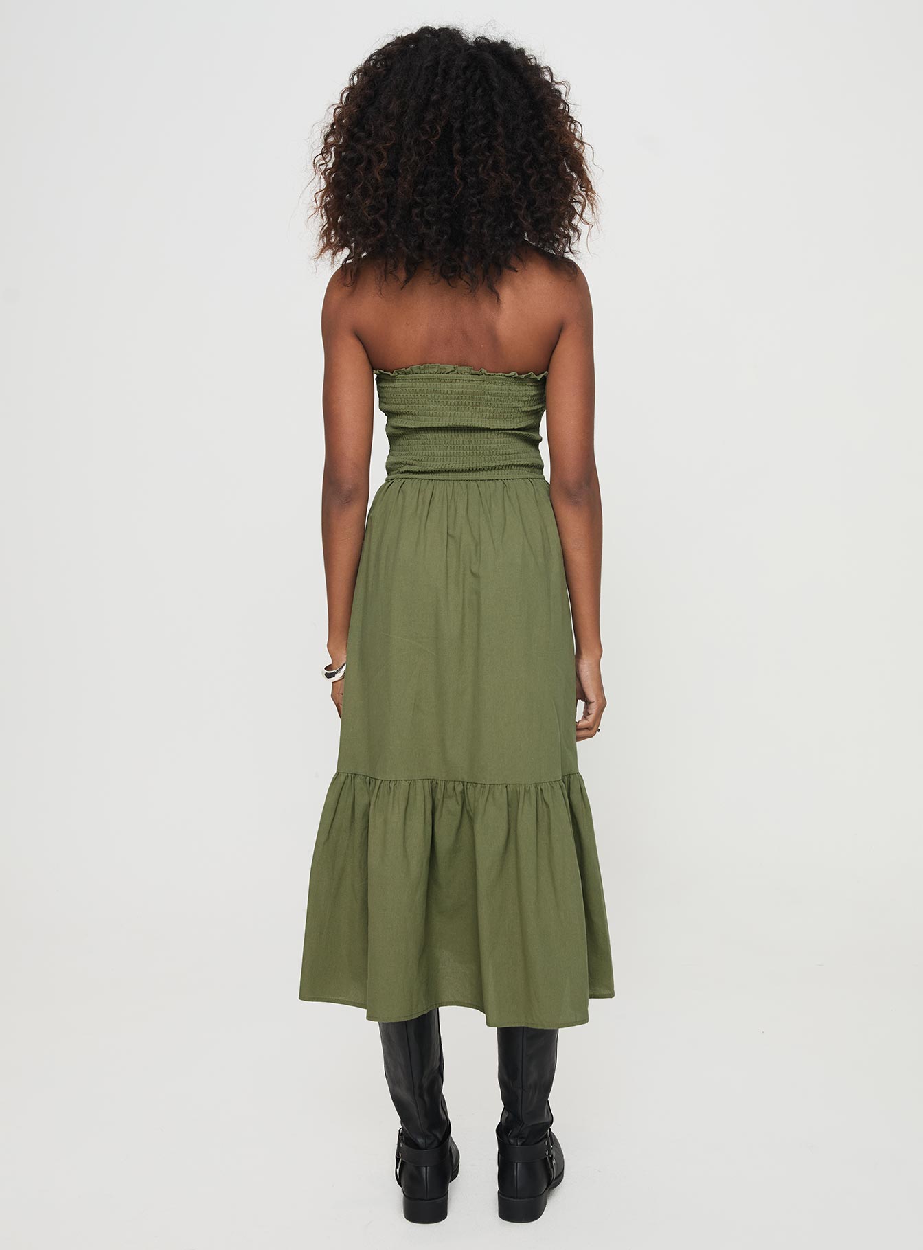 Chani Strapless Maxi Dress Olive - Image 4