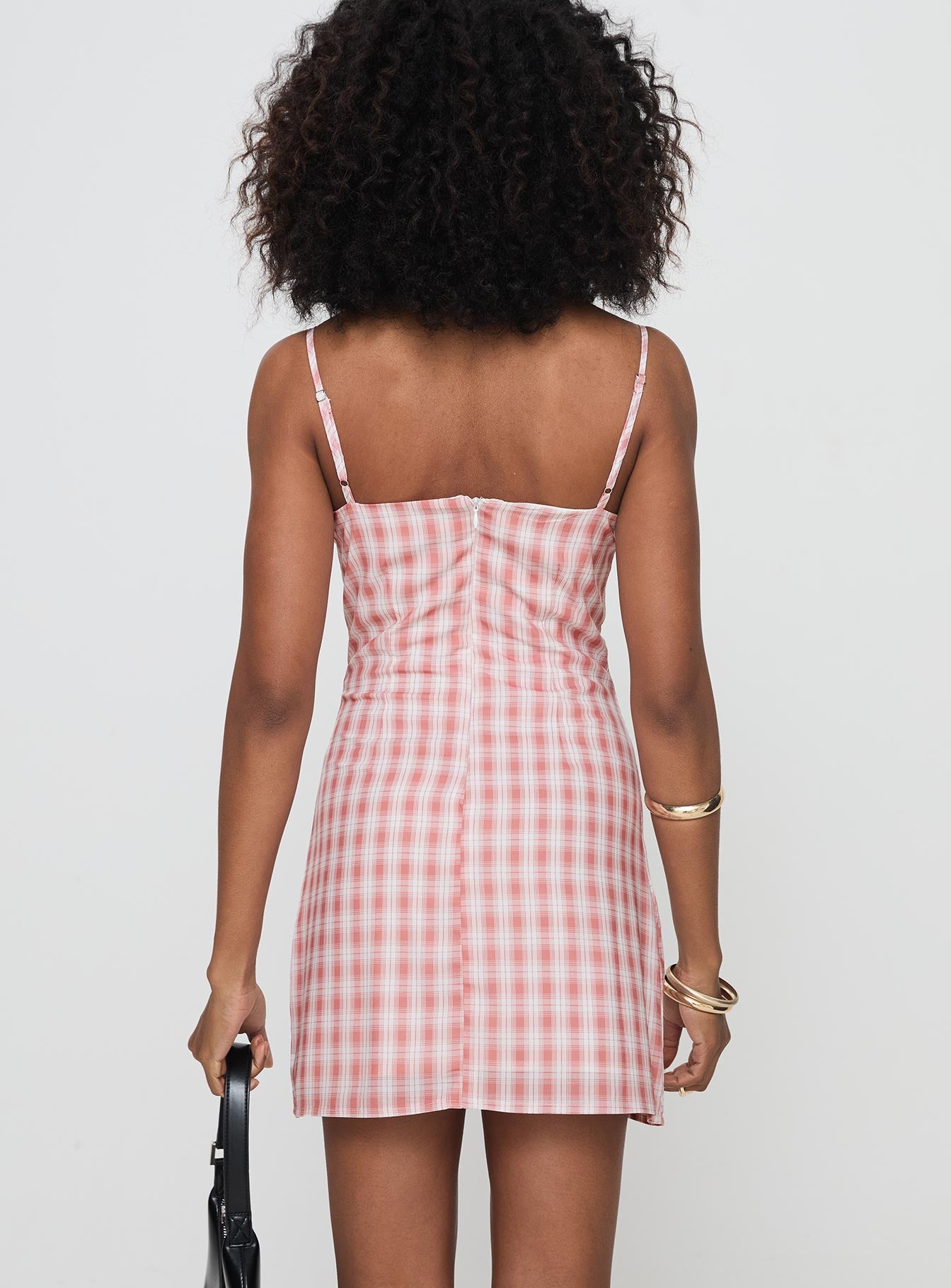 Poto Mini Dress Pink Check - Image 5
