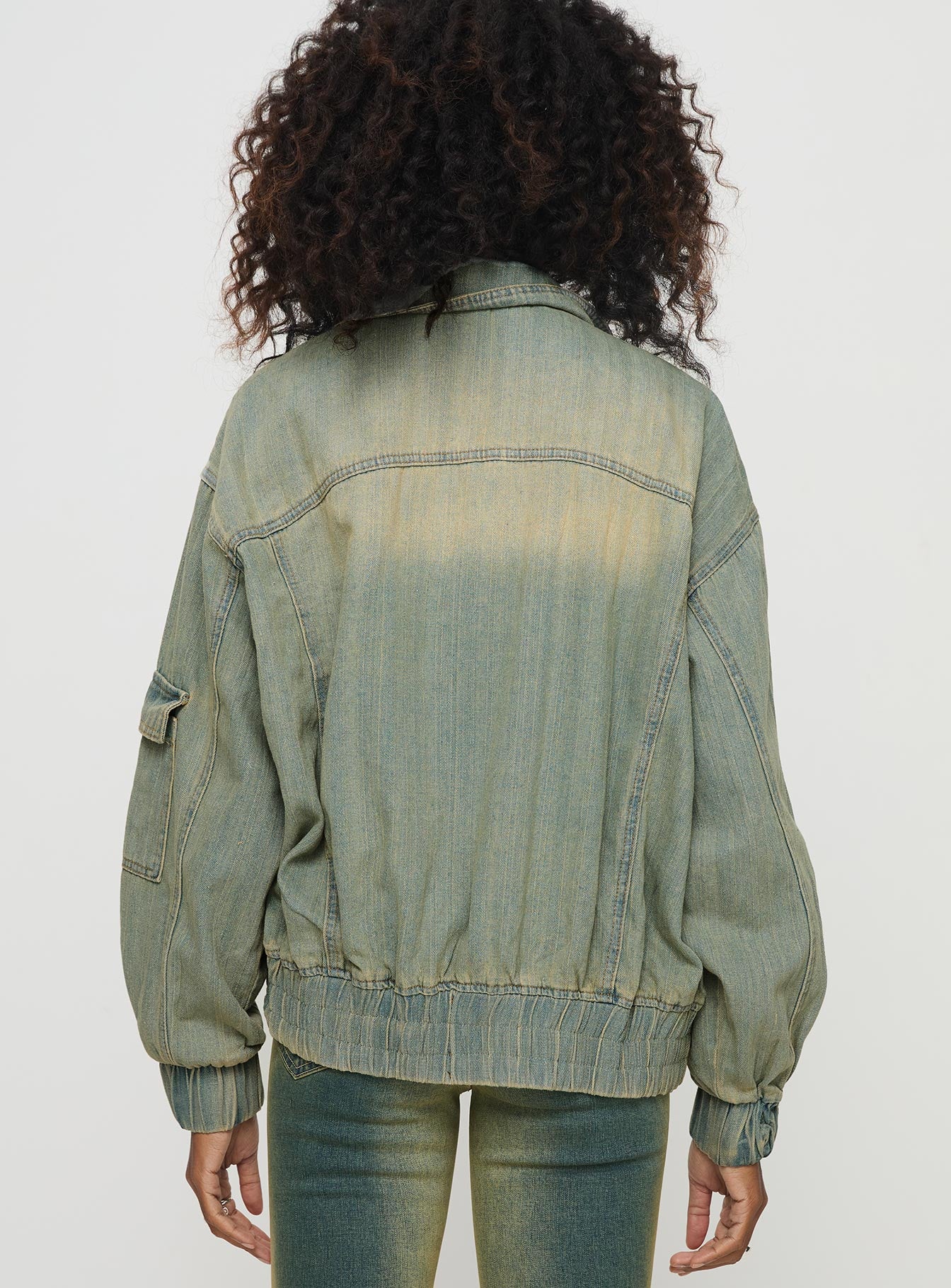 Korbin Denim Bomber Jacket Antique Wash - Image 5