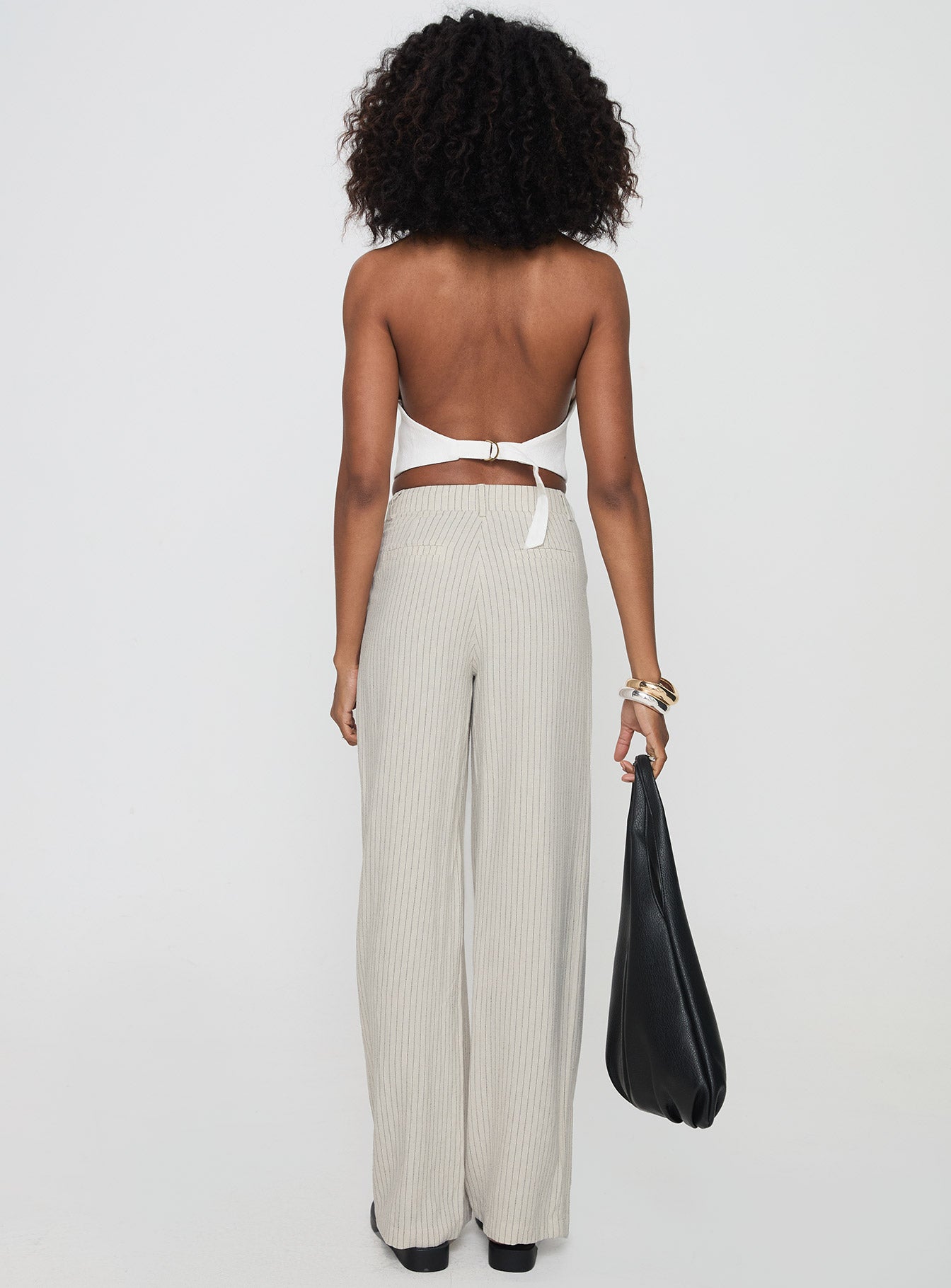 Hayze Linen Pant Beige Pinstripe - Image 5