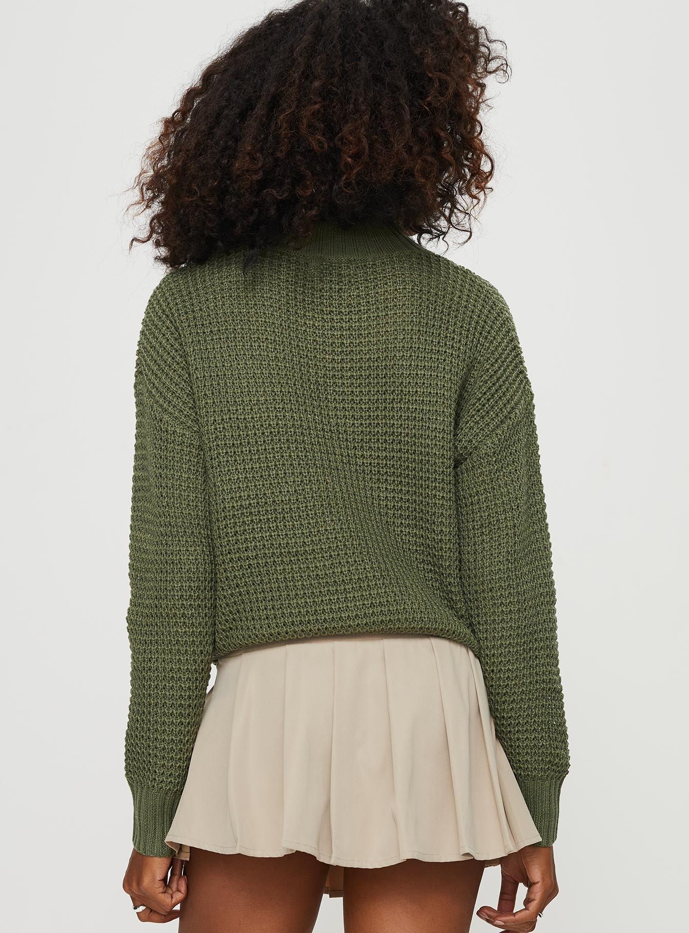 Wholesome Waffle Knit Sweater Green - Image 5