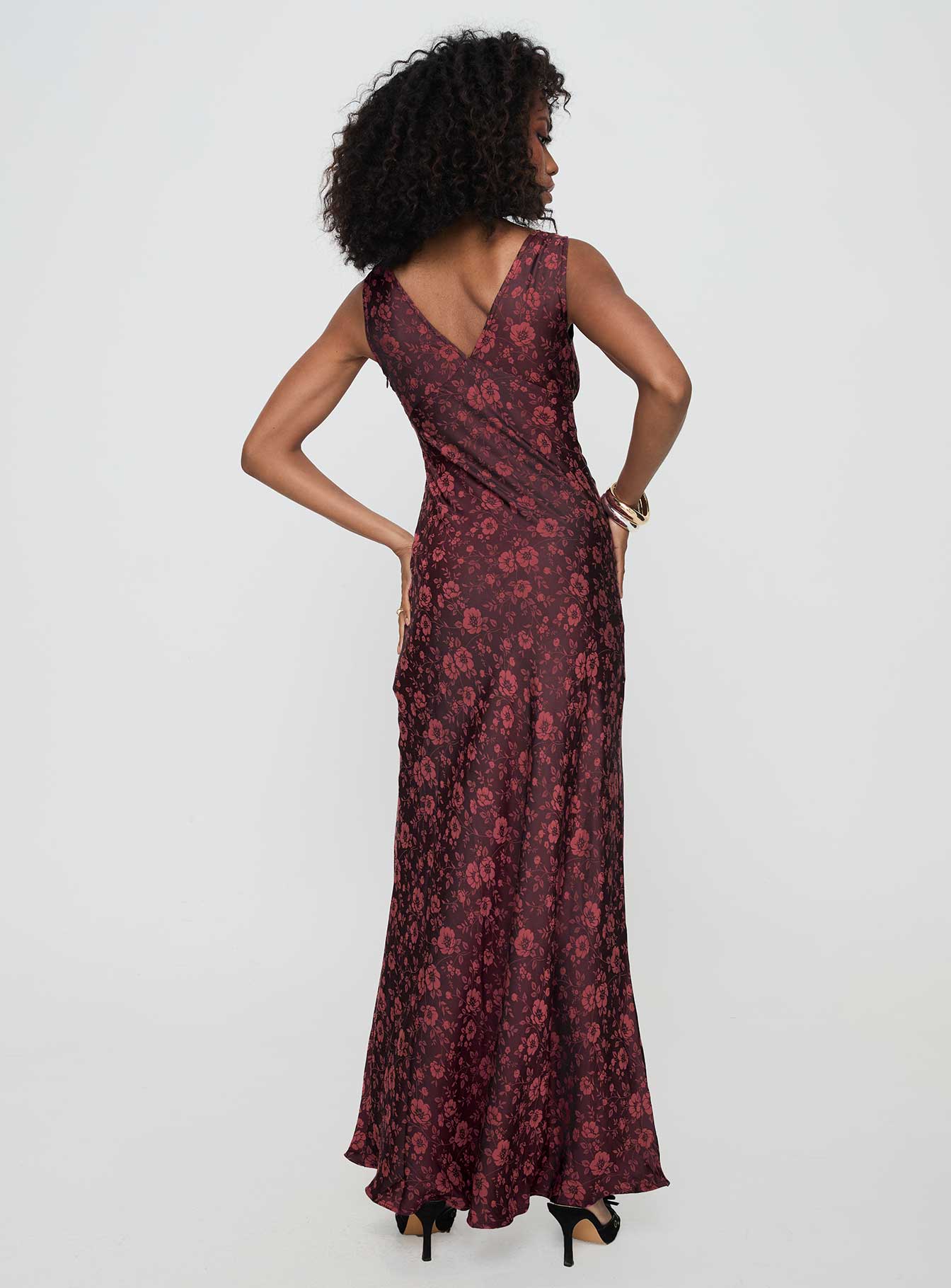 Nell Jacquard Maxi Dress Burgundy - Image 5