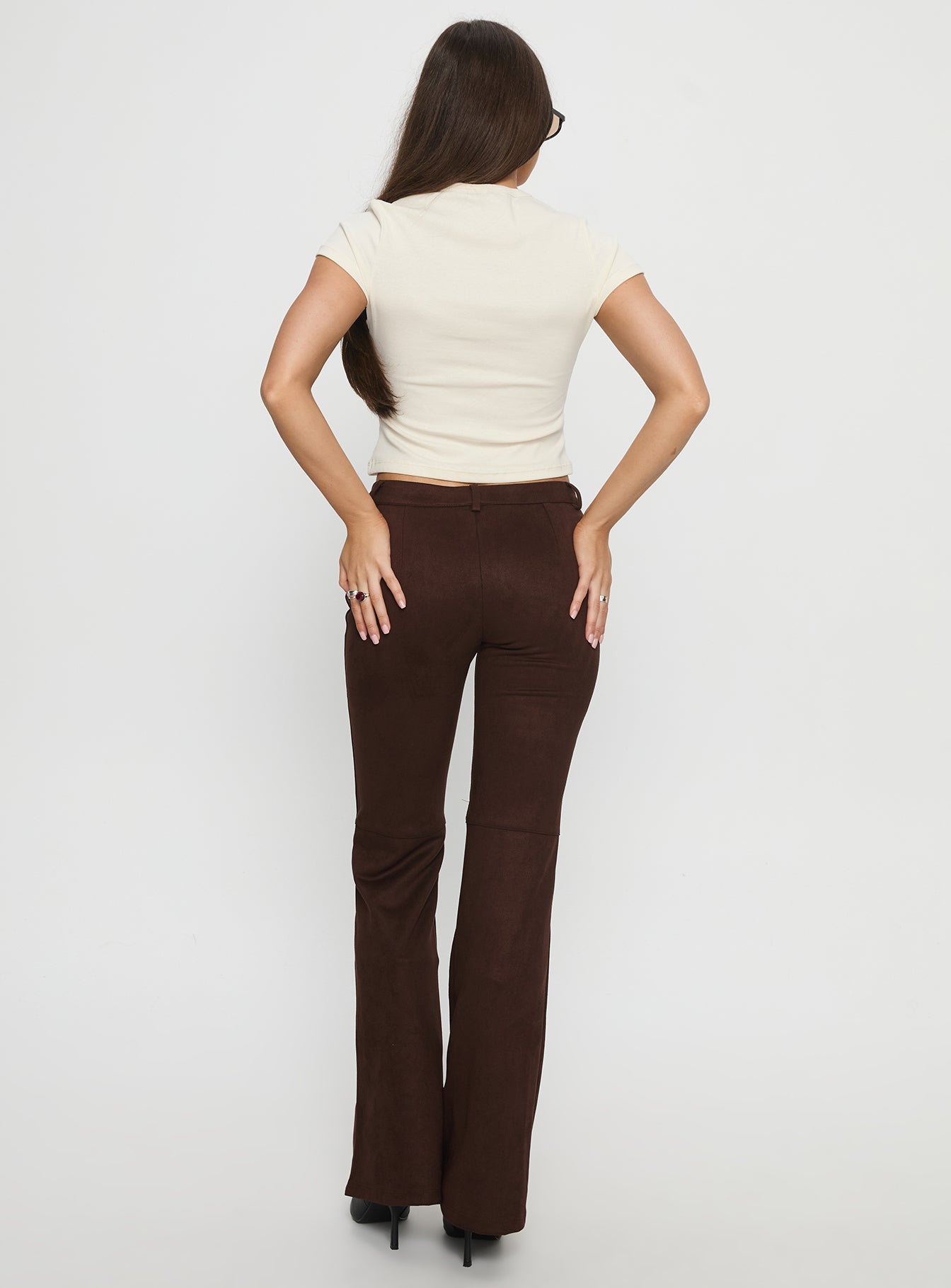 Final Shot Faux Suede Pants Brown - Image 5