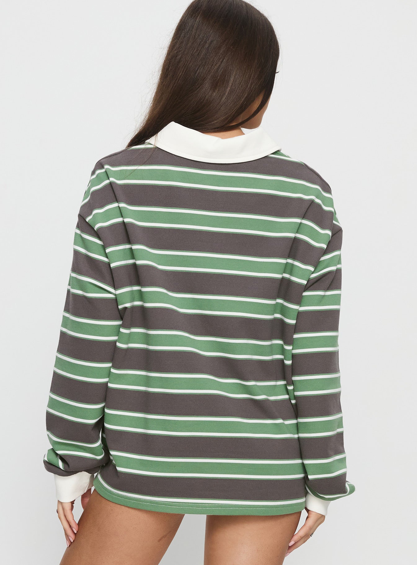 Tycen Polo Rugby Jumper Green / Grey Stripe - Image 5