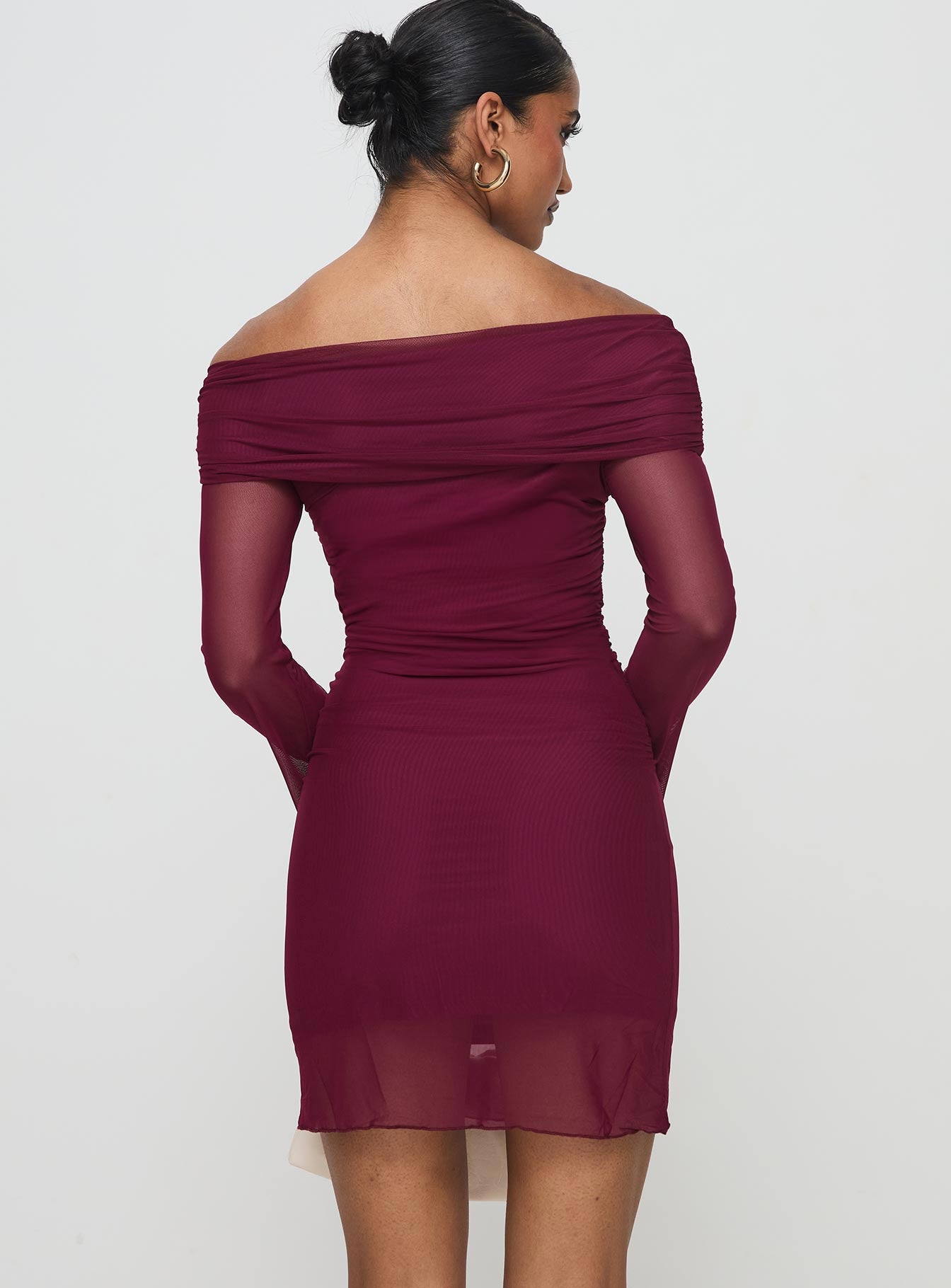 Consideration Long Sleeve Mini Dress Burgundy - Image 4