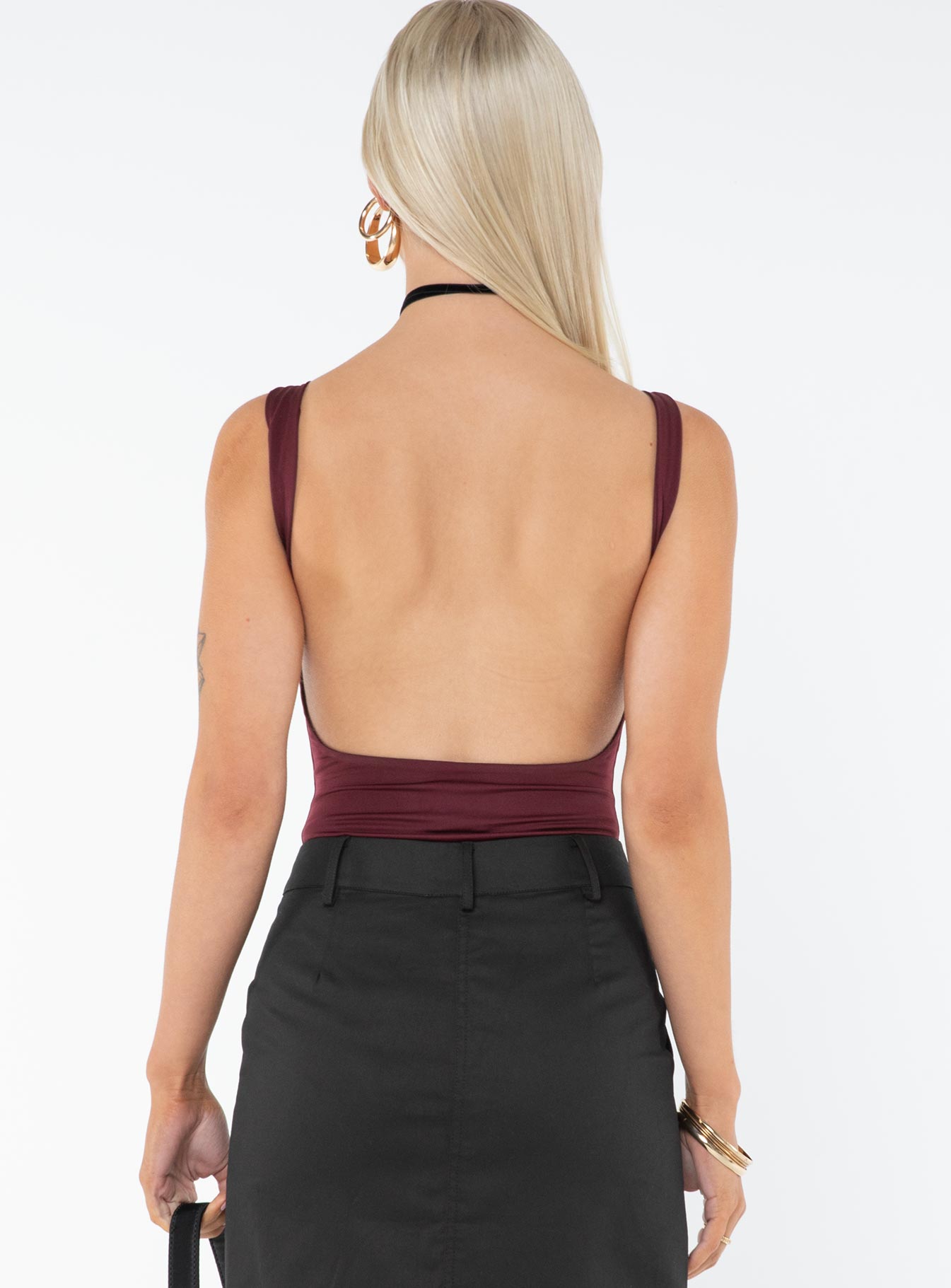 Coomba Backless Bodysuit Burgundy - Image 5