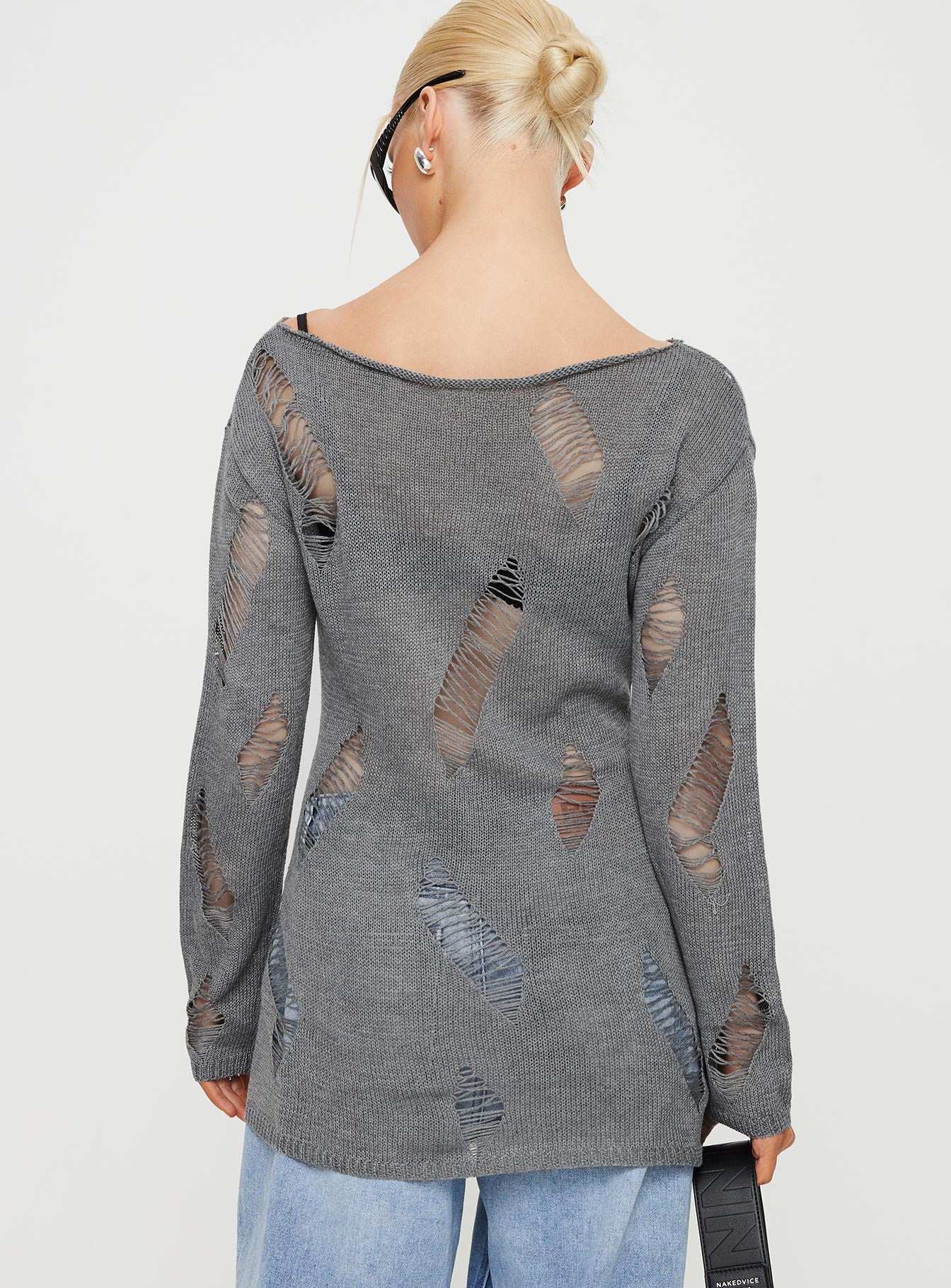 Ermina Distressed Sweater Grey - Image 5