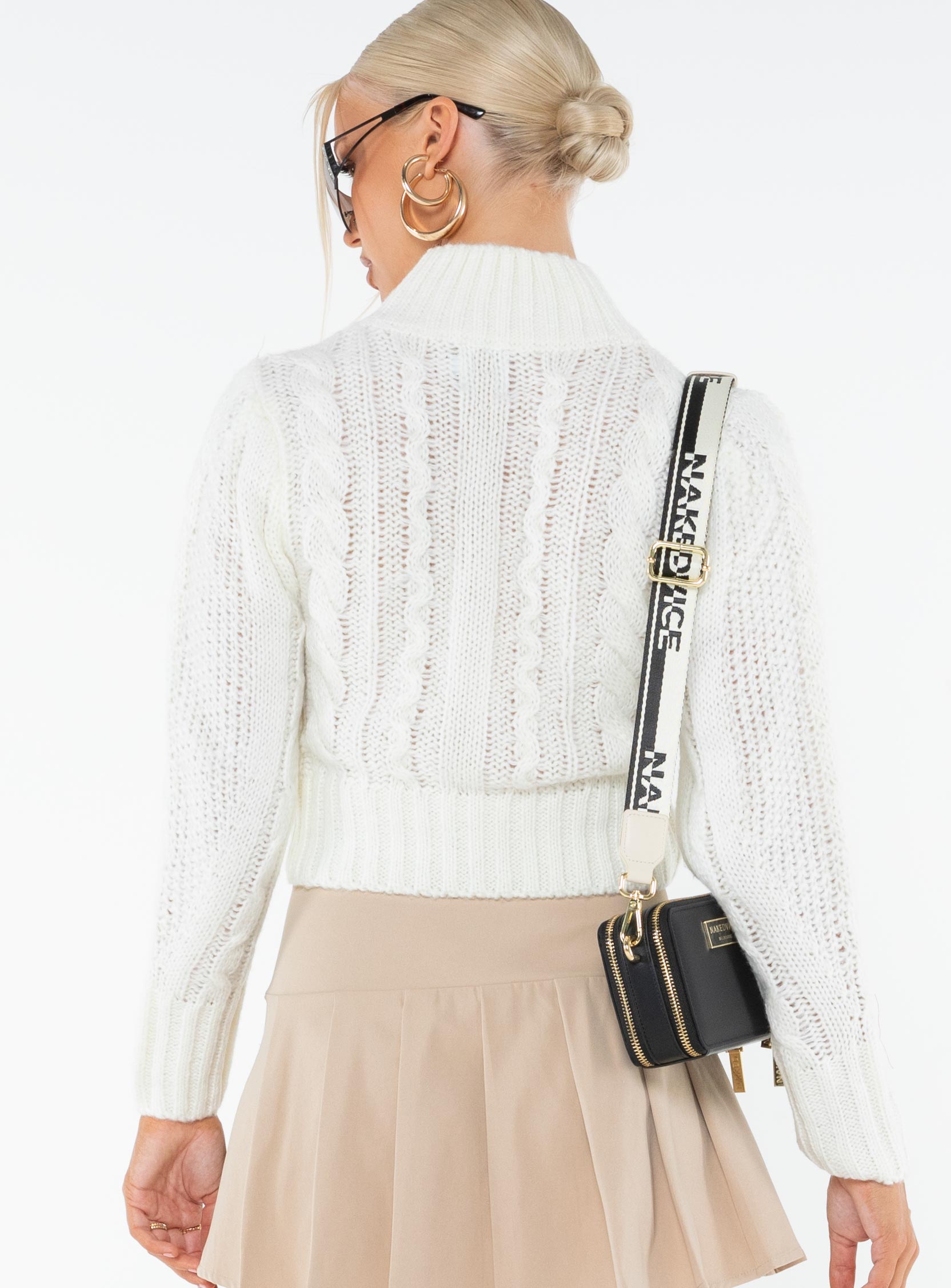 Degi Cropped Cable Sweater White - Image 5