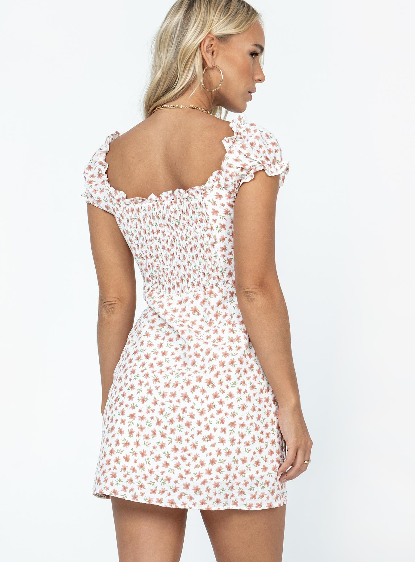 Reuben Mini Dress White Floral - Image 4
