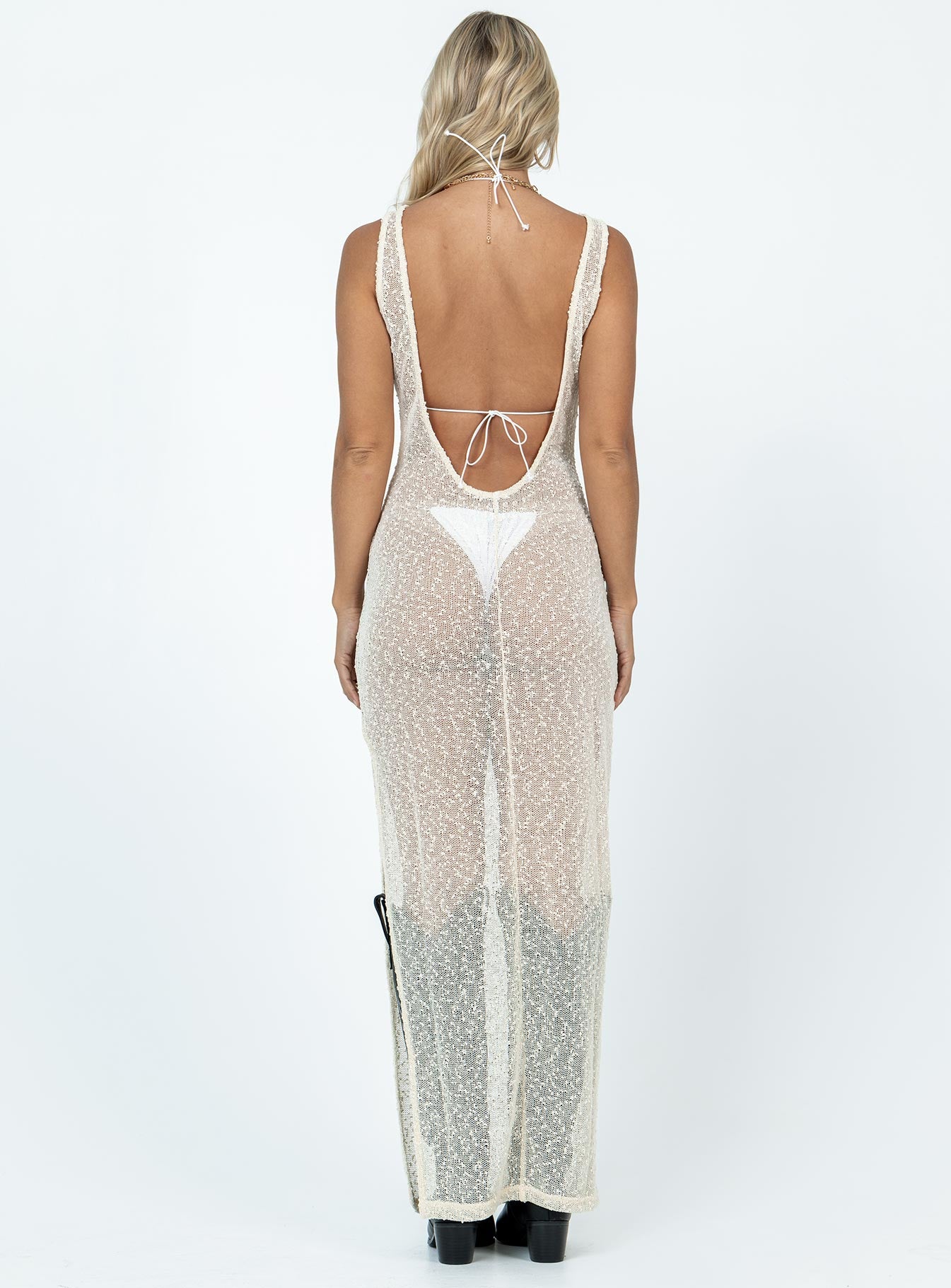 Performer Knit Maxi Dress Cream - Image 10