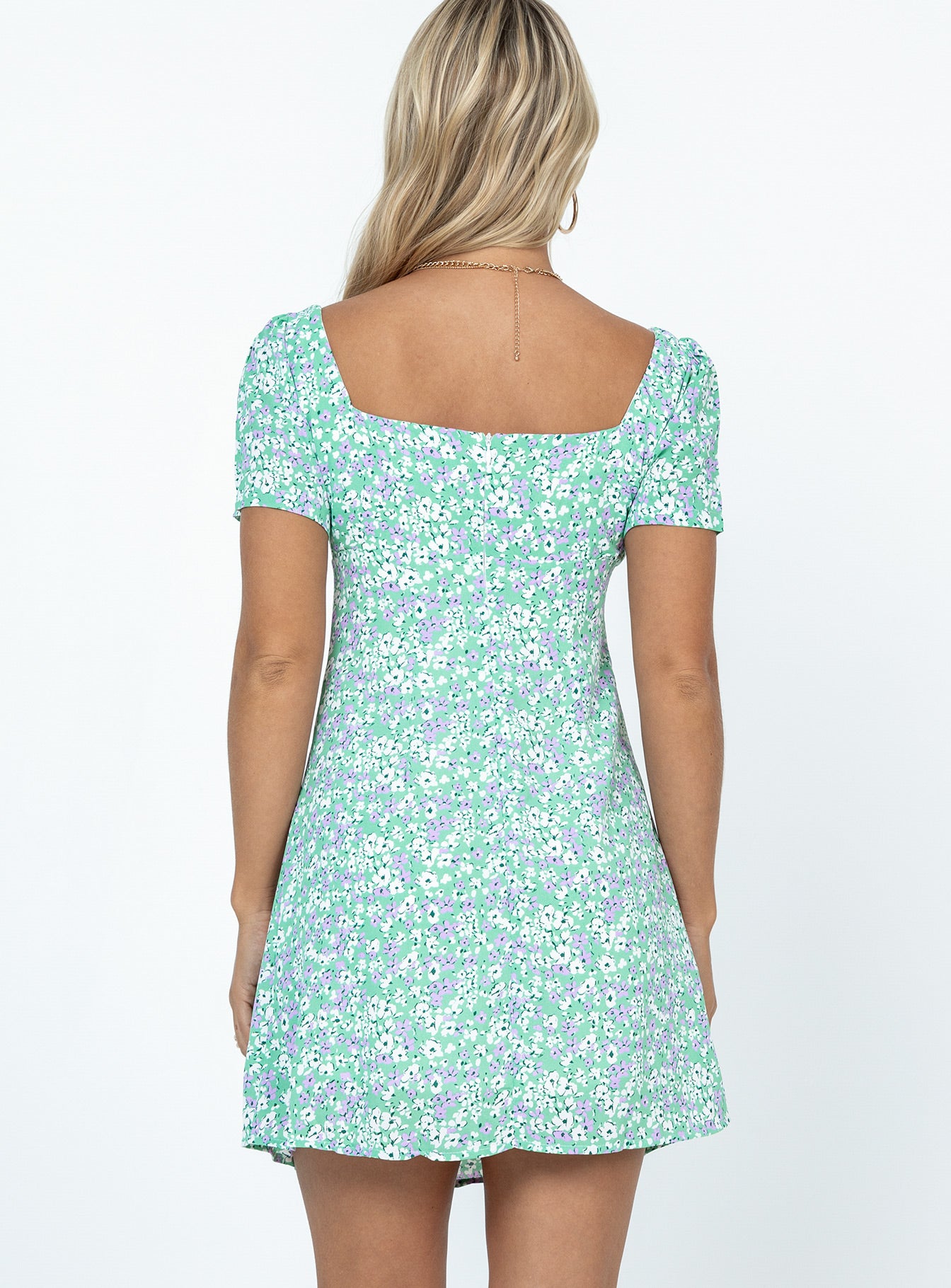 Hastings Mini Dress Green Floral - Image 4