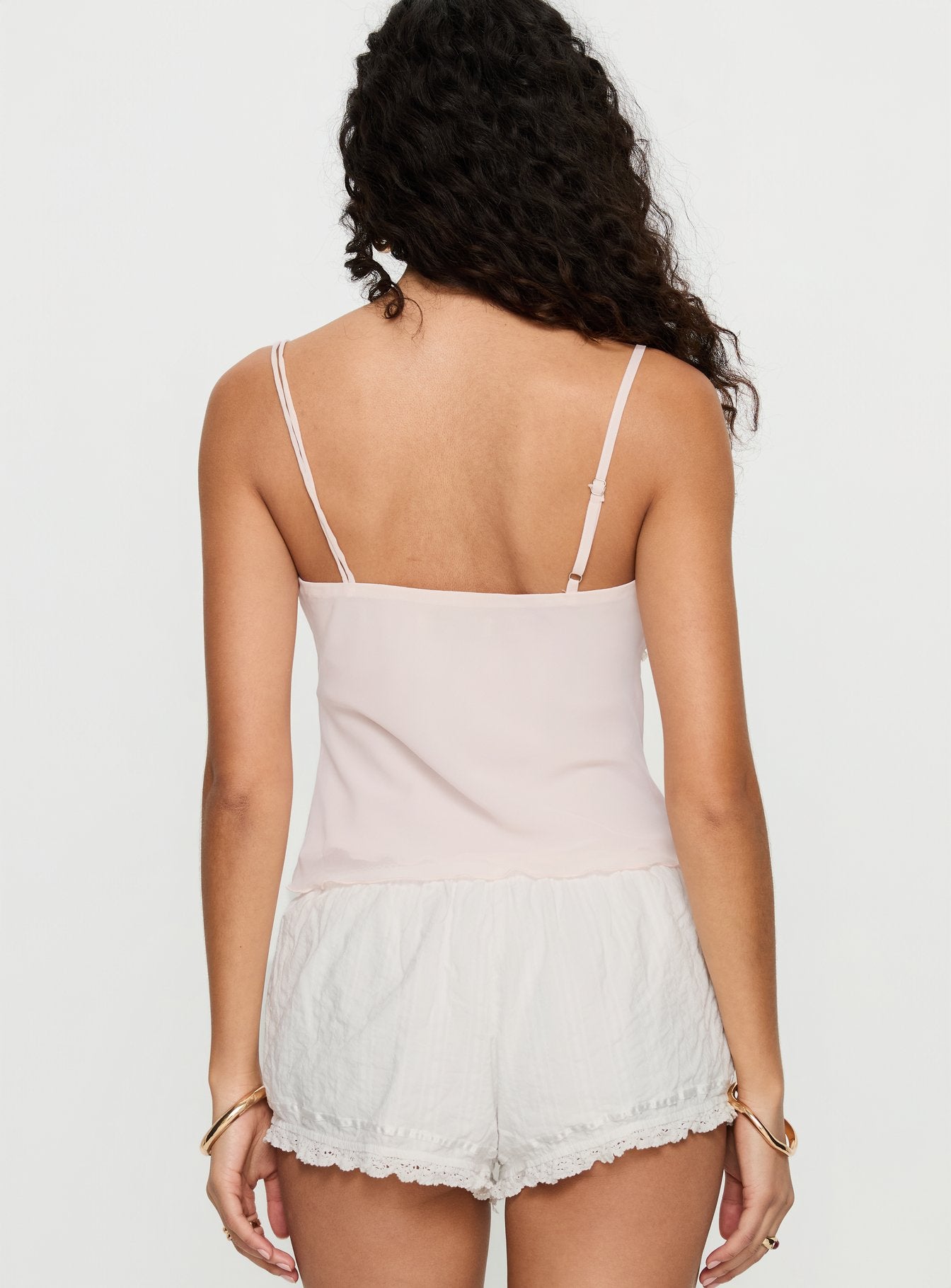 Ashlen Lace Trim Asymmetrical Top Pink - Image 5
