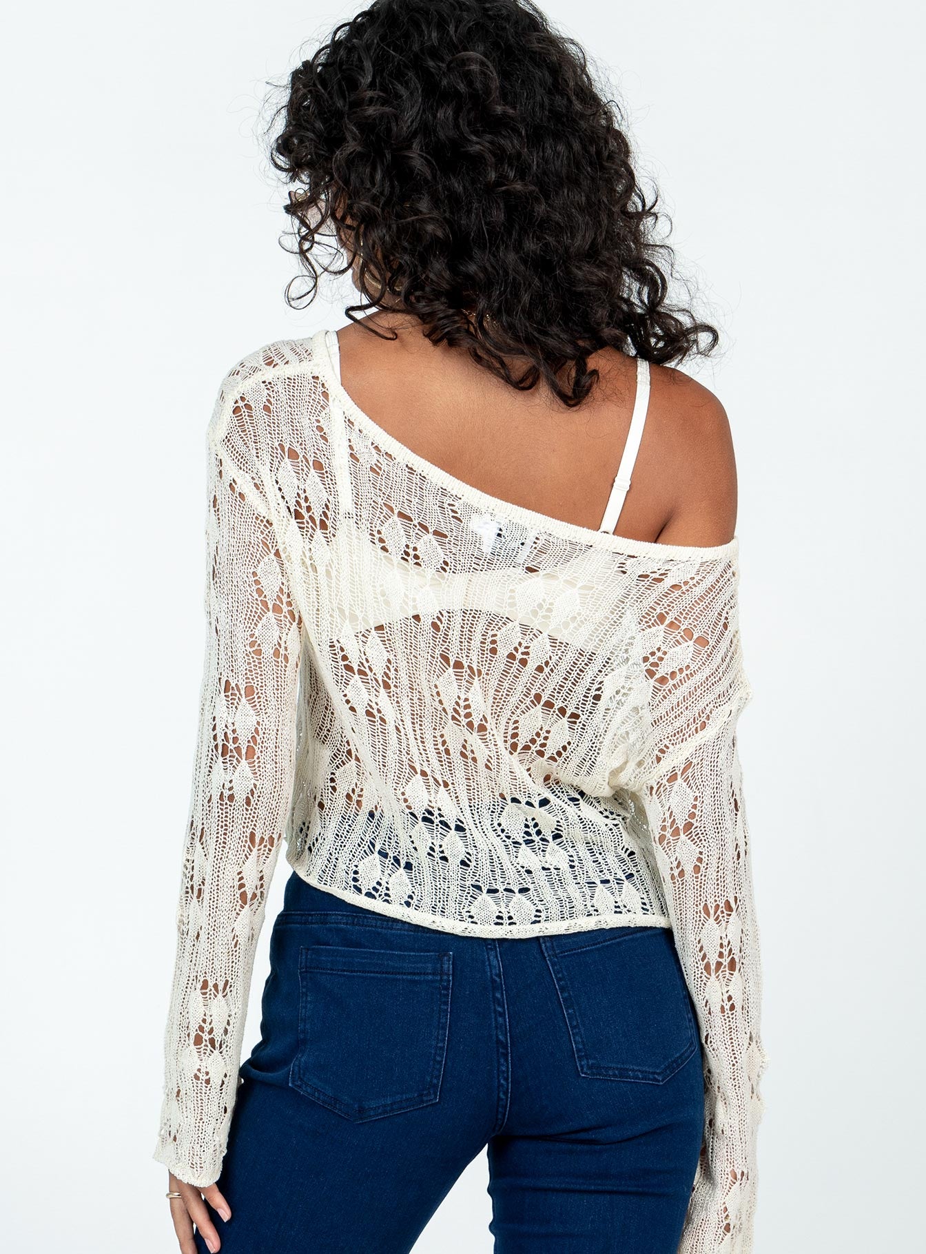 Asher Cropped Sweater Cream - Image 5
