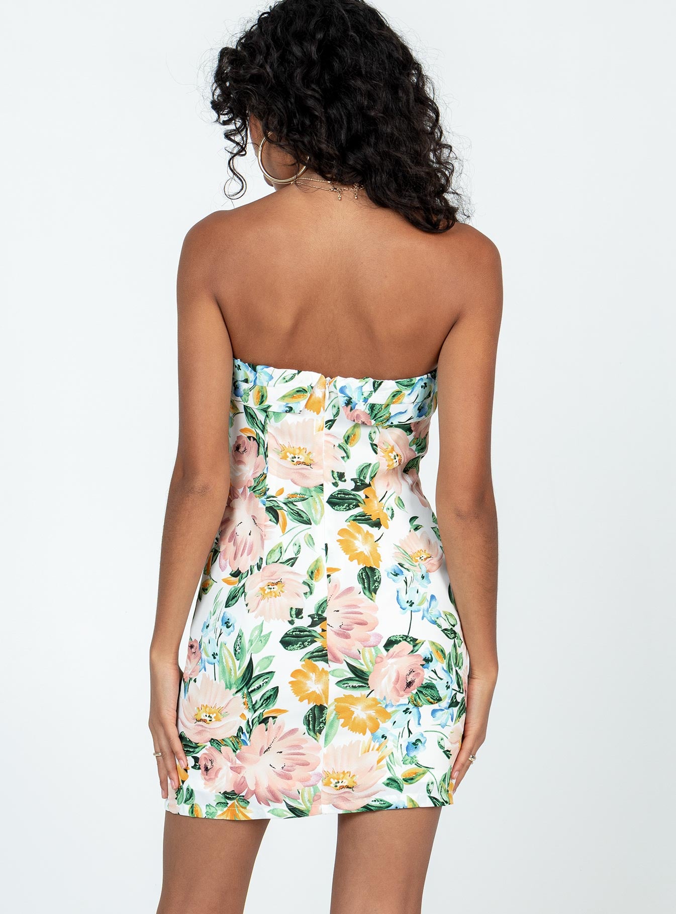 Sebastian Strapless Mini Dress White Floral - Image 5