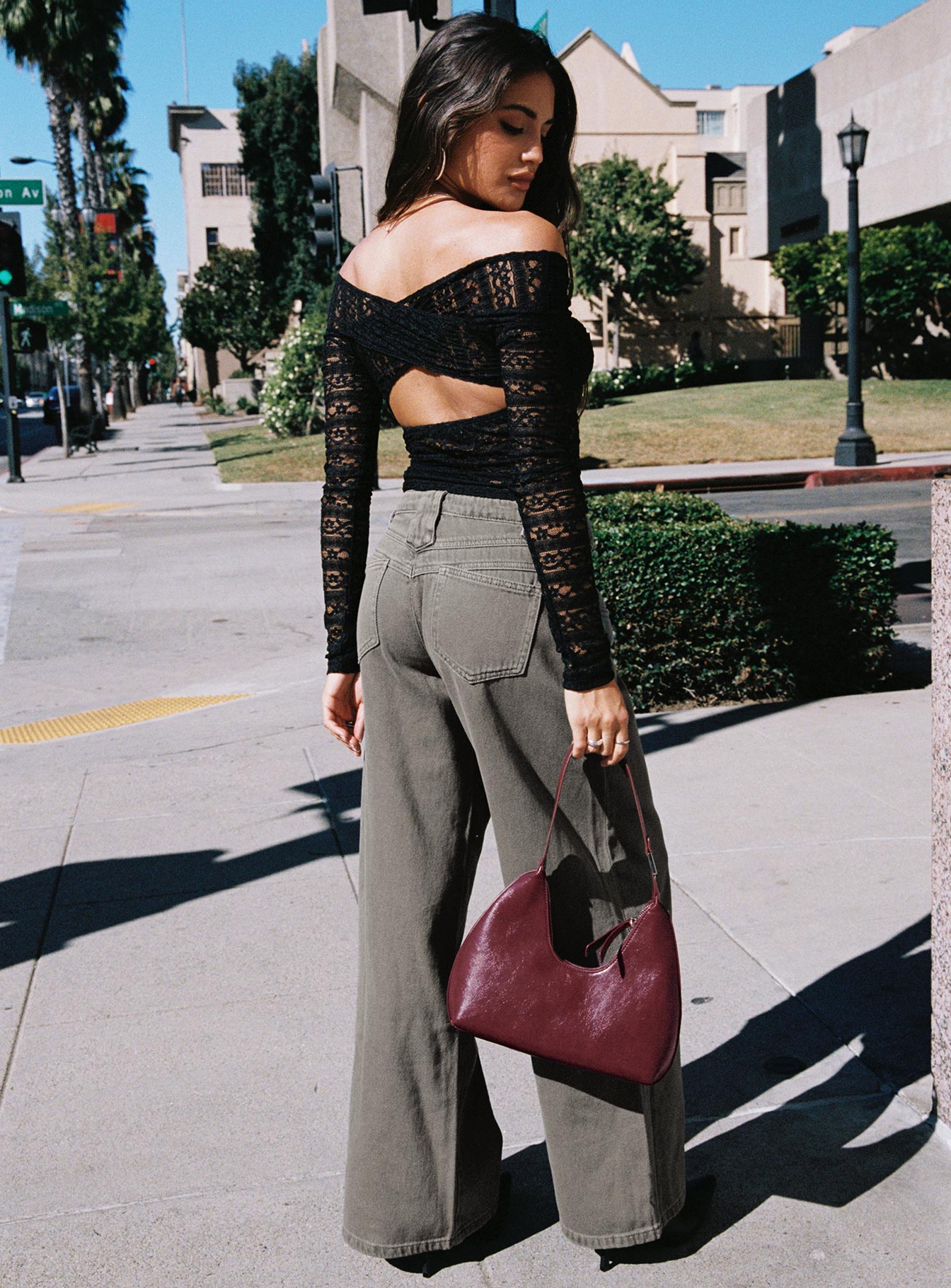 West Side Mid Rise Wide Leg Jeans Grey Wash - Image 4