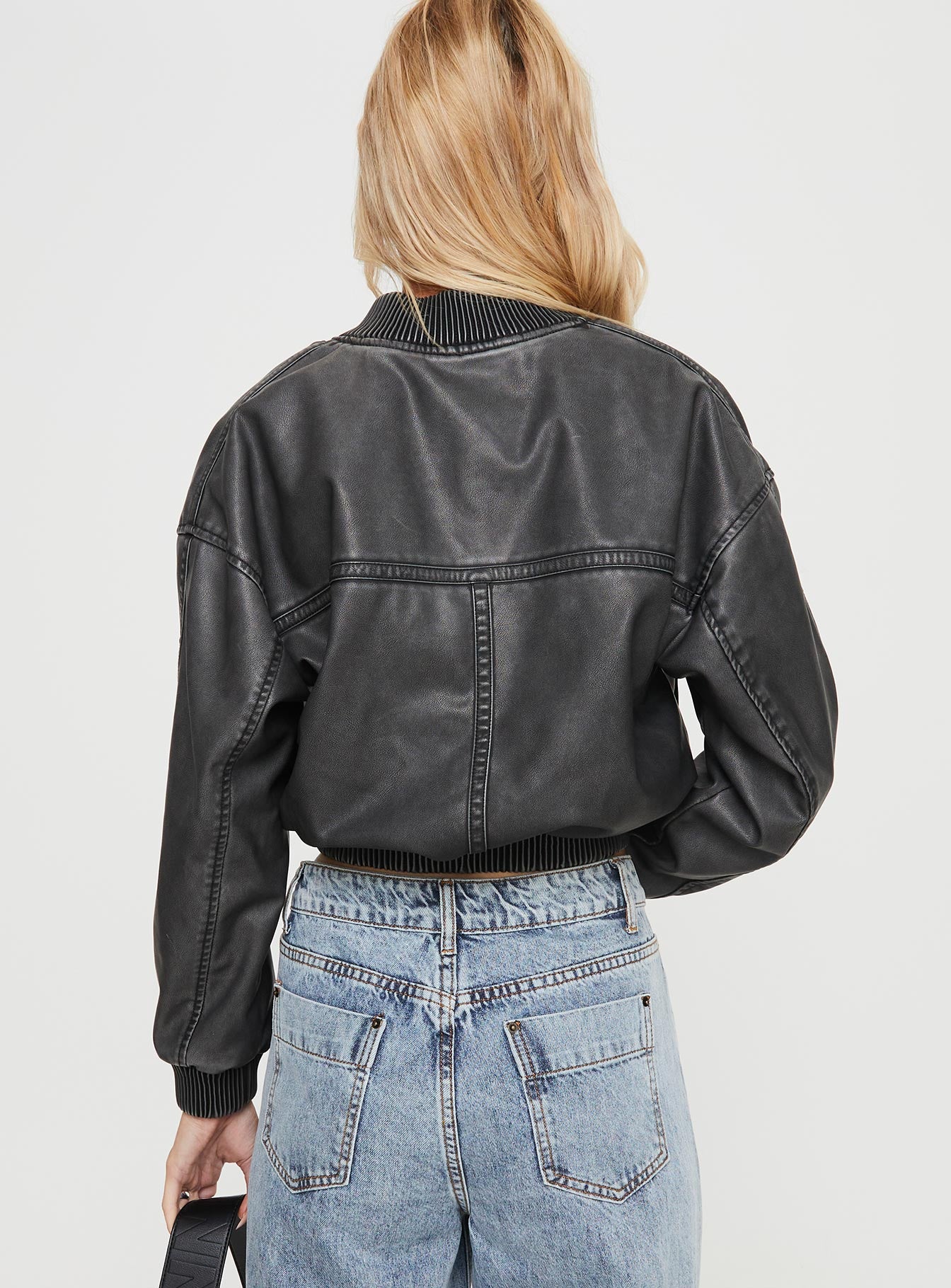 Project Faux Leather Jacket Slate - Image 8