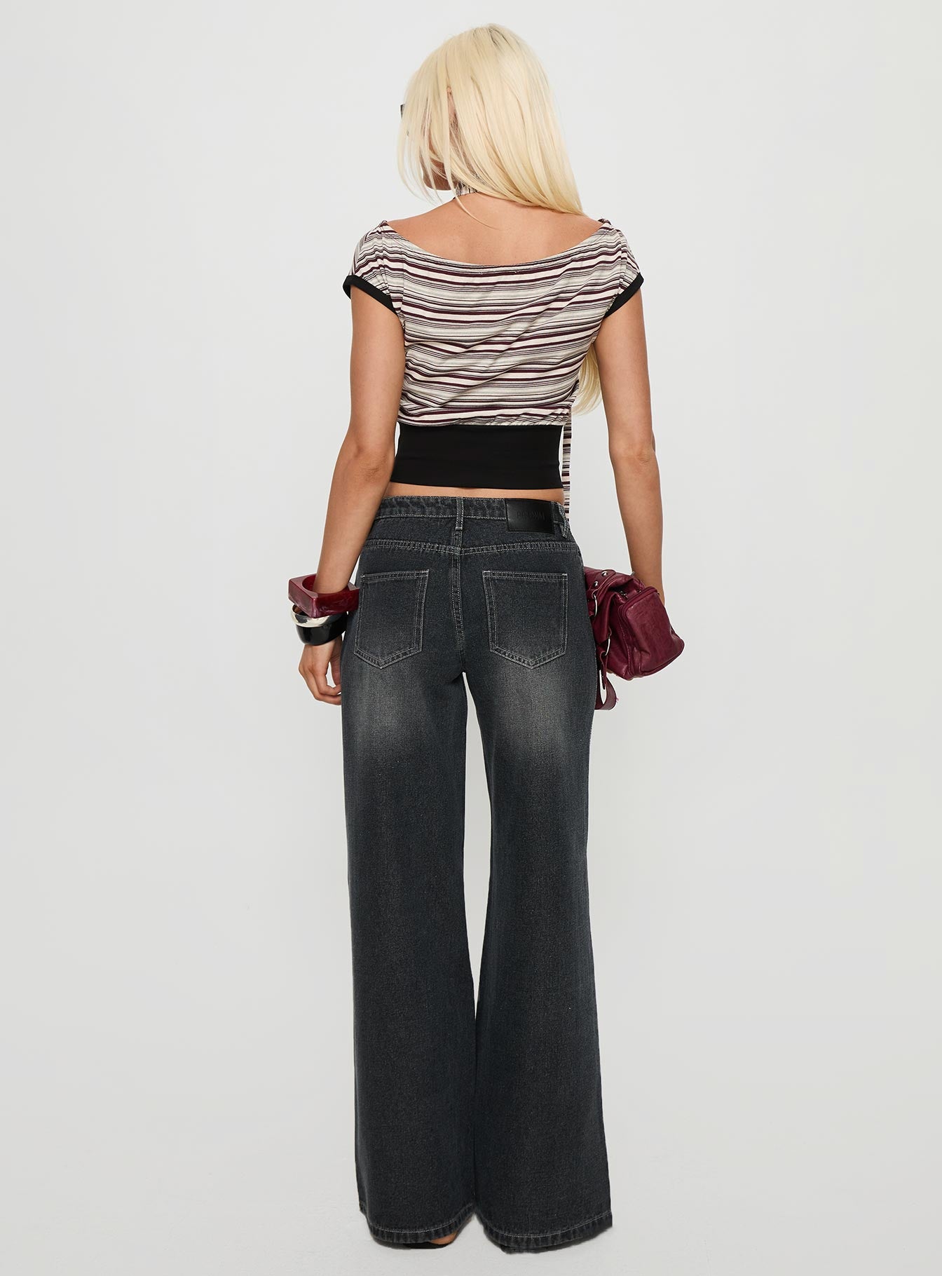 Ramos Low Rise Wide Leg Jeans Dark Grey Wash - Image 5