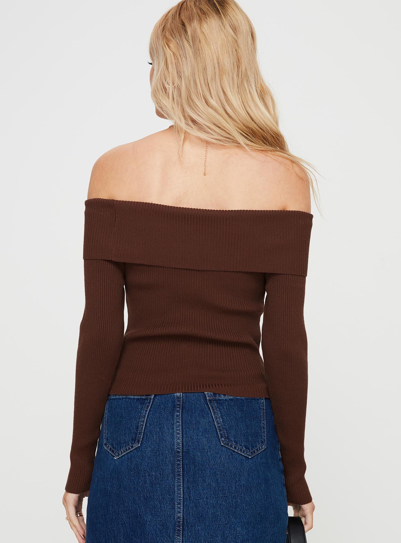 Infinity Off The Shoulder Top Brown - Image 4