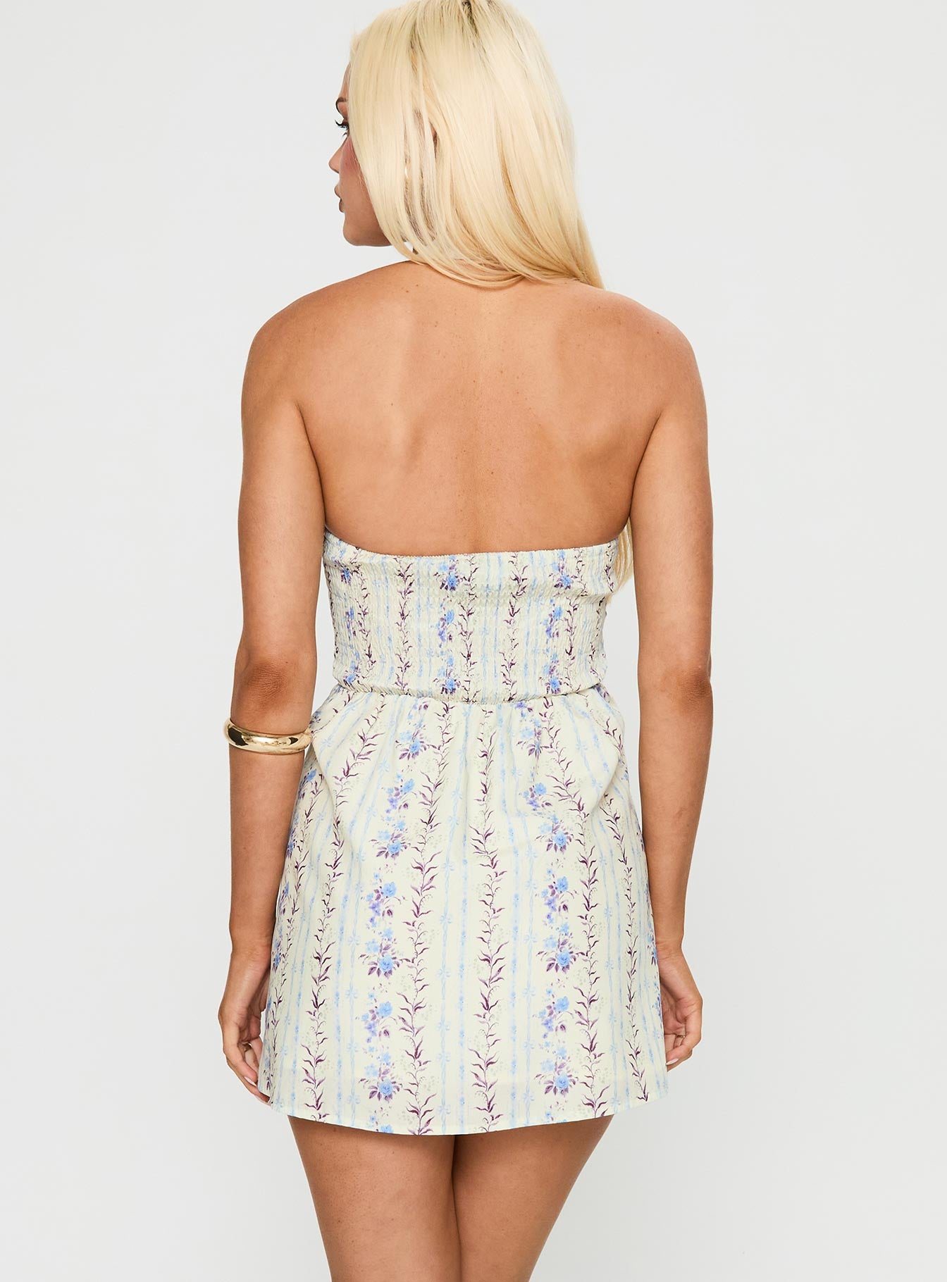 Jasmynne Halter Mini Dress White / Blue - Image 4