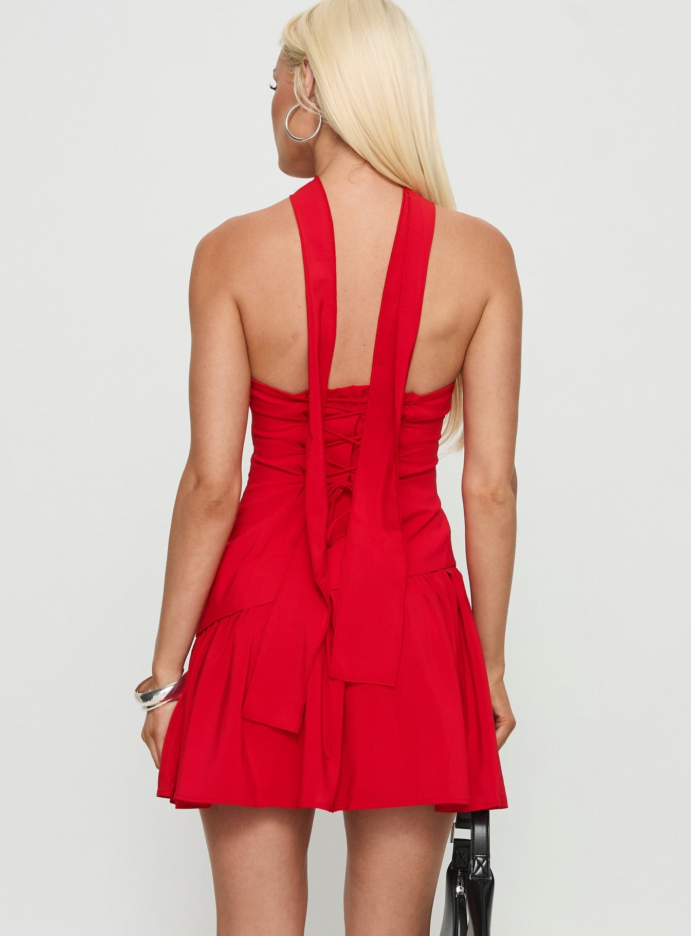 Odela Strapless Drop Waist Mini Dress Red - Image 5