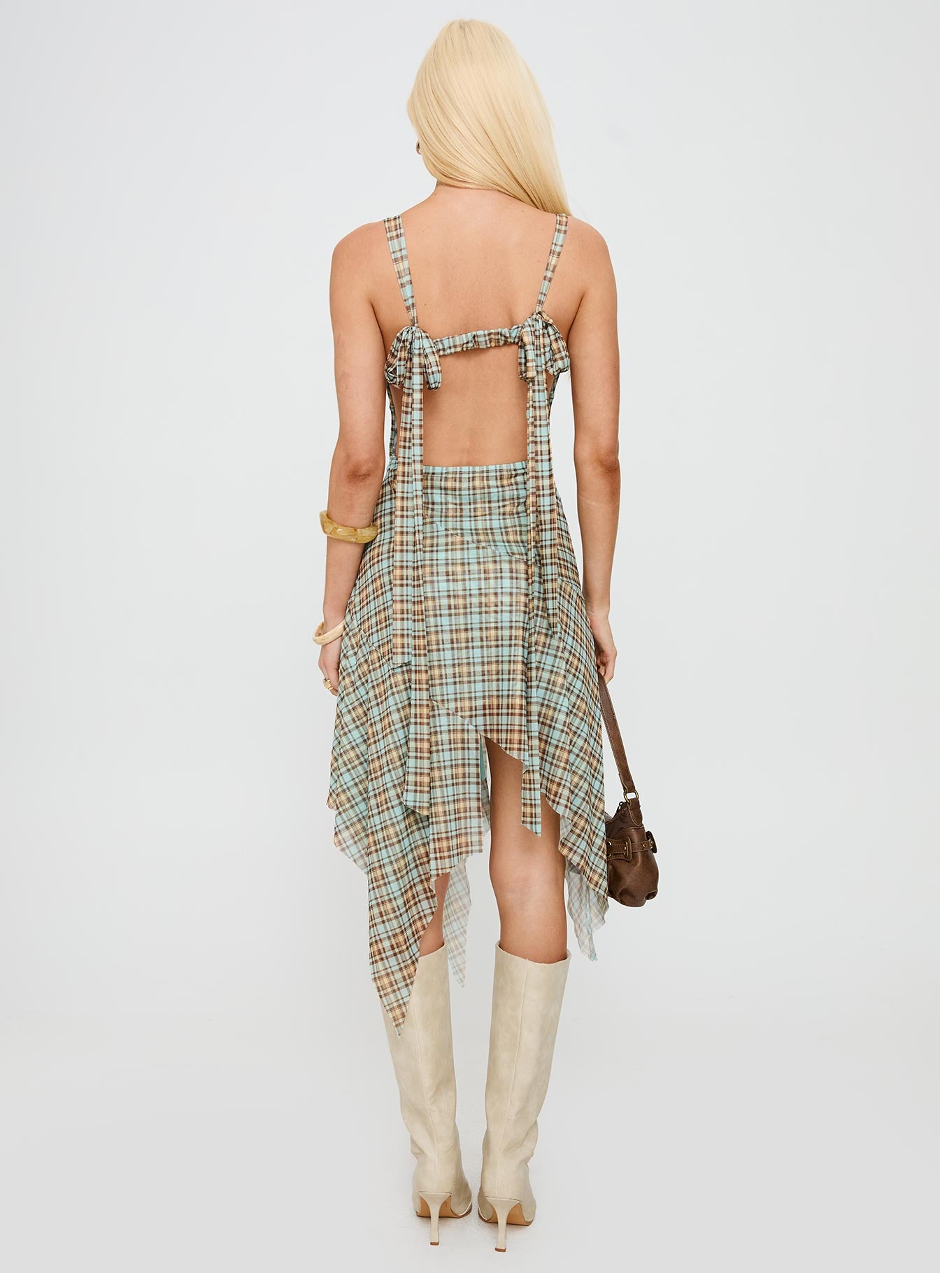 Blaize Asymmetrical Midi Dress Multi Check - Image 4