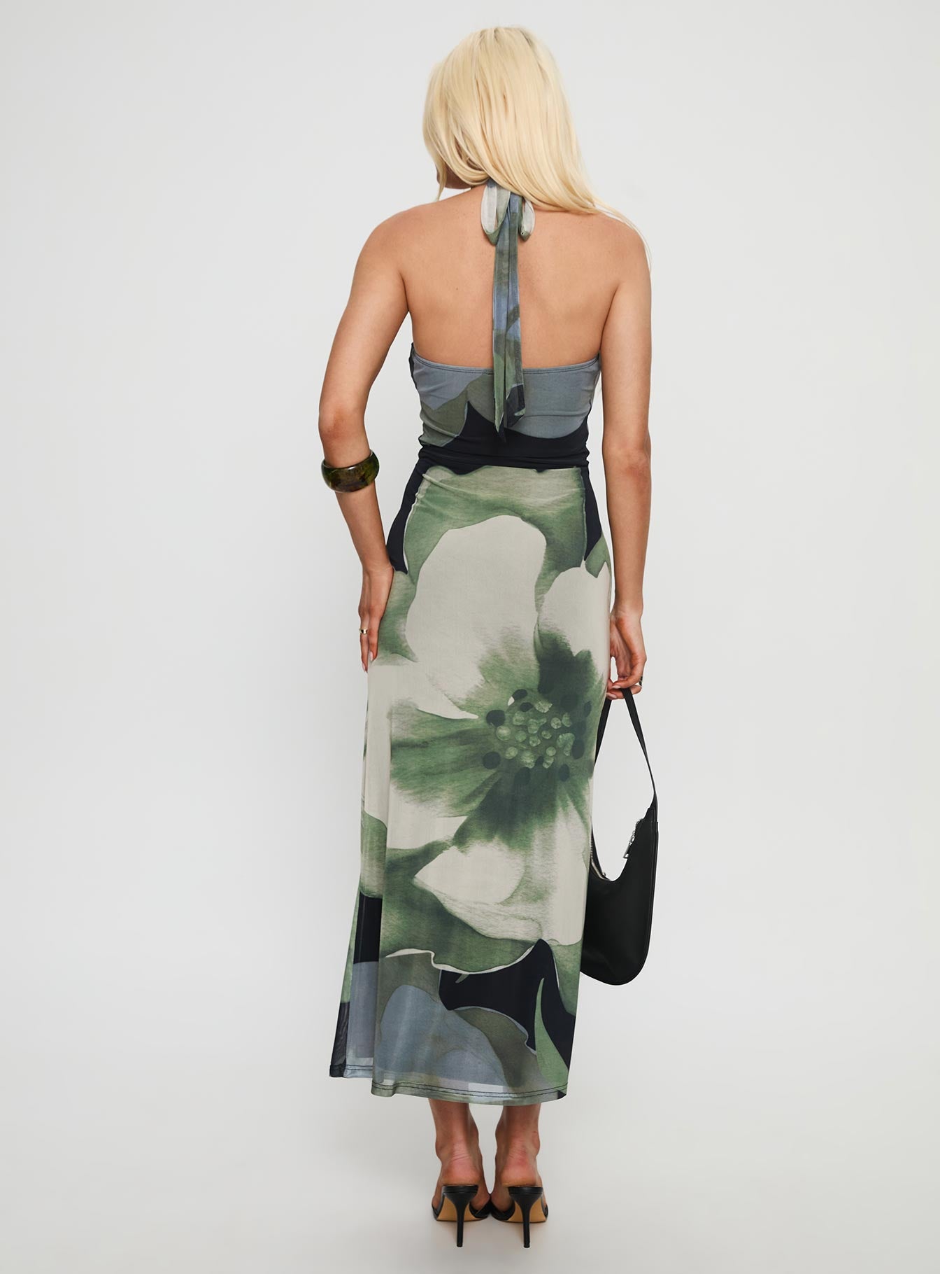 Zelle Halter Cut Out Maxi Dress Blue Multi - Image 5