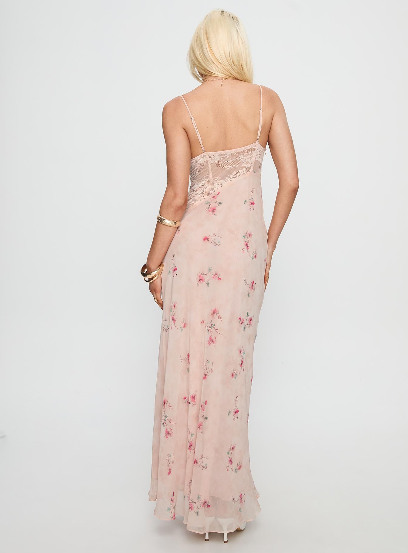 Rheina Lace Maxi Dress Pink Floral - Image 4