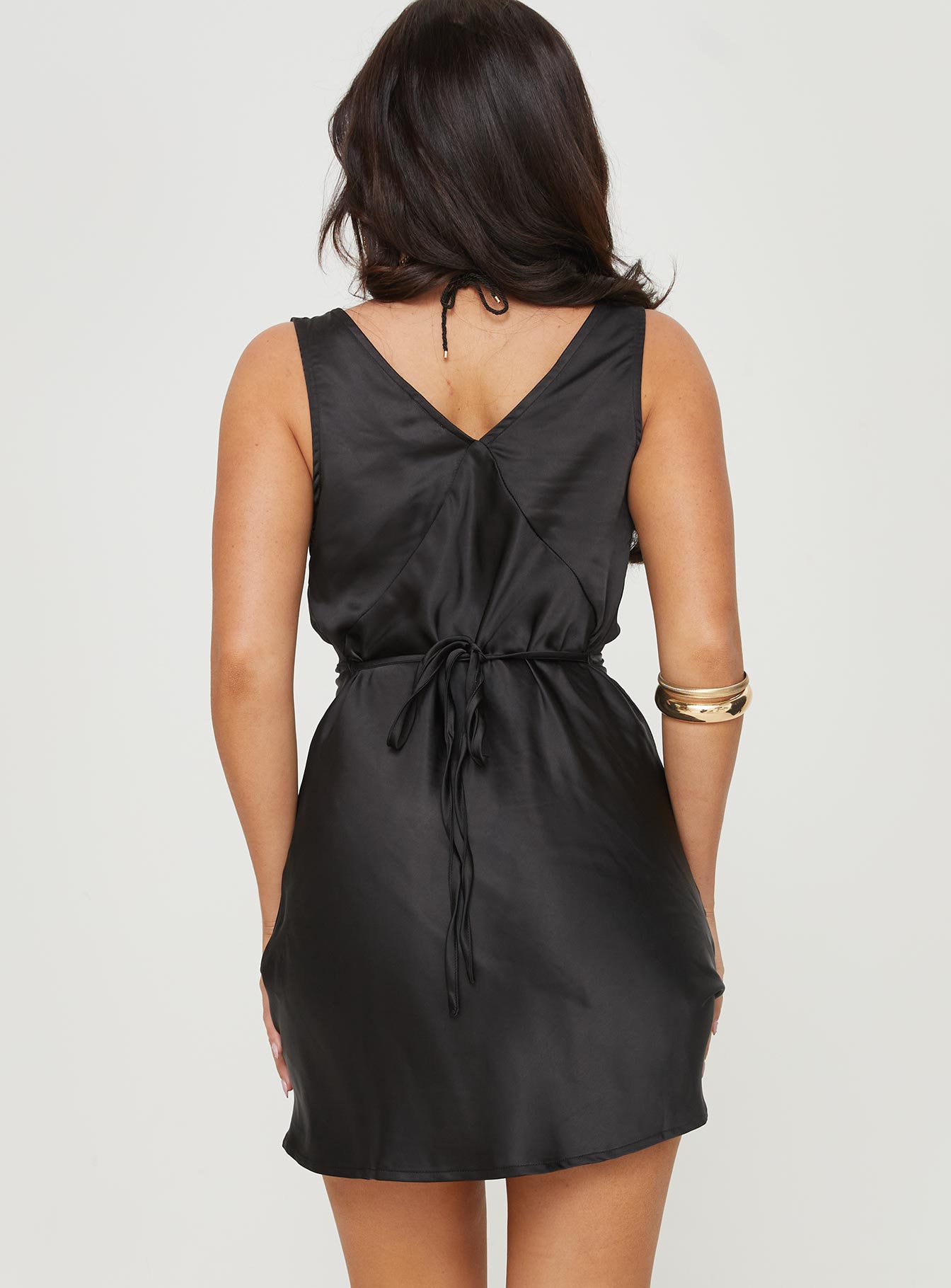 Nellie Mini Dress Black Satin Petite - Image 5