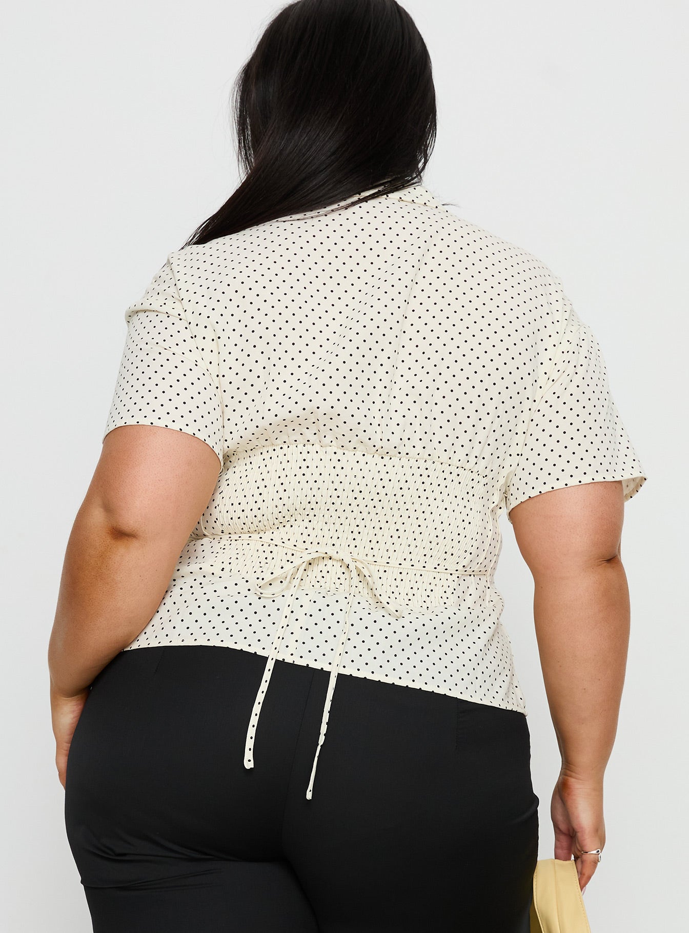 Dannica Cinched Short Sleeve Shirt Cream Polka Curve - Image 5