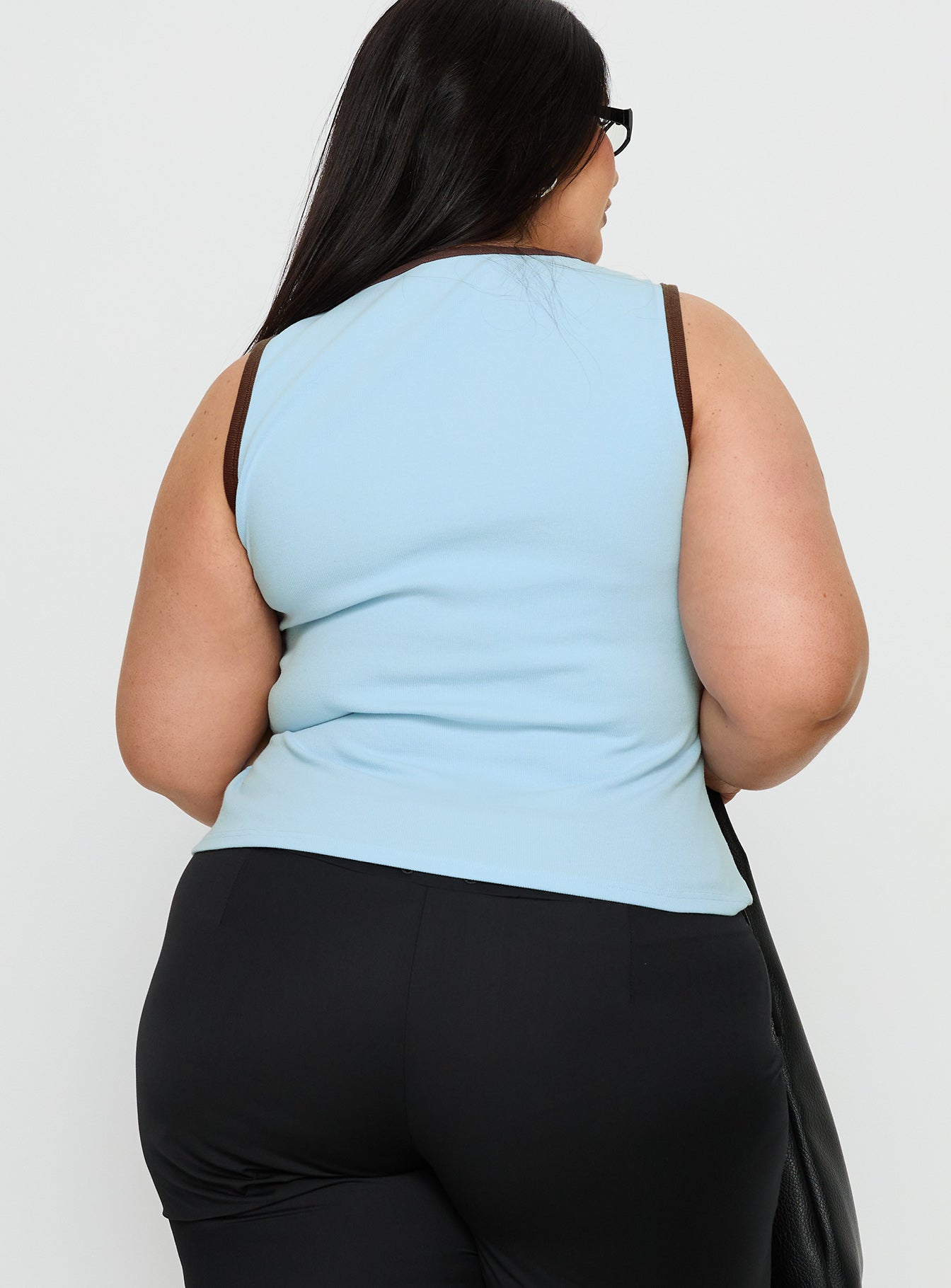 Baseline V Neck Rib Tank Top Blue / Brown Curve - Image 5