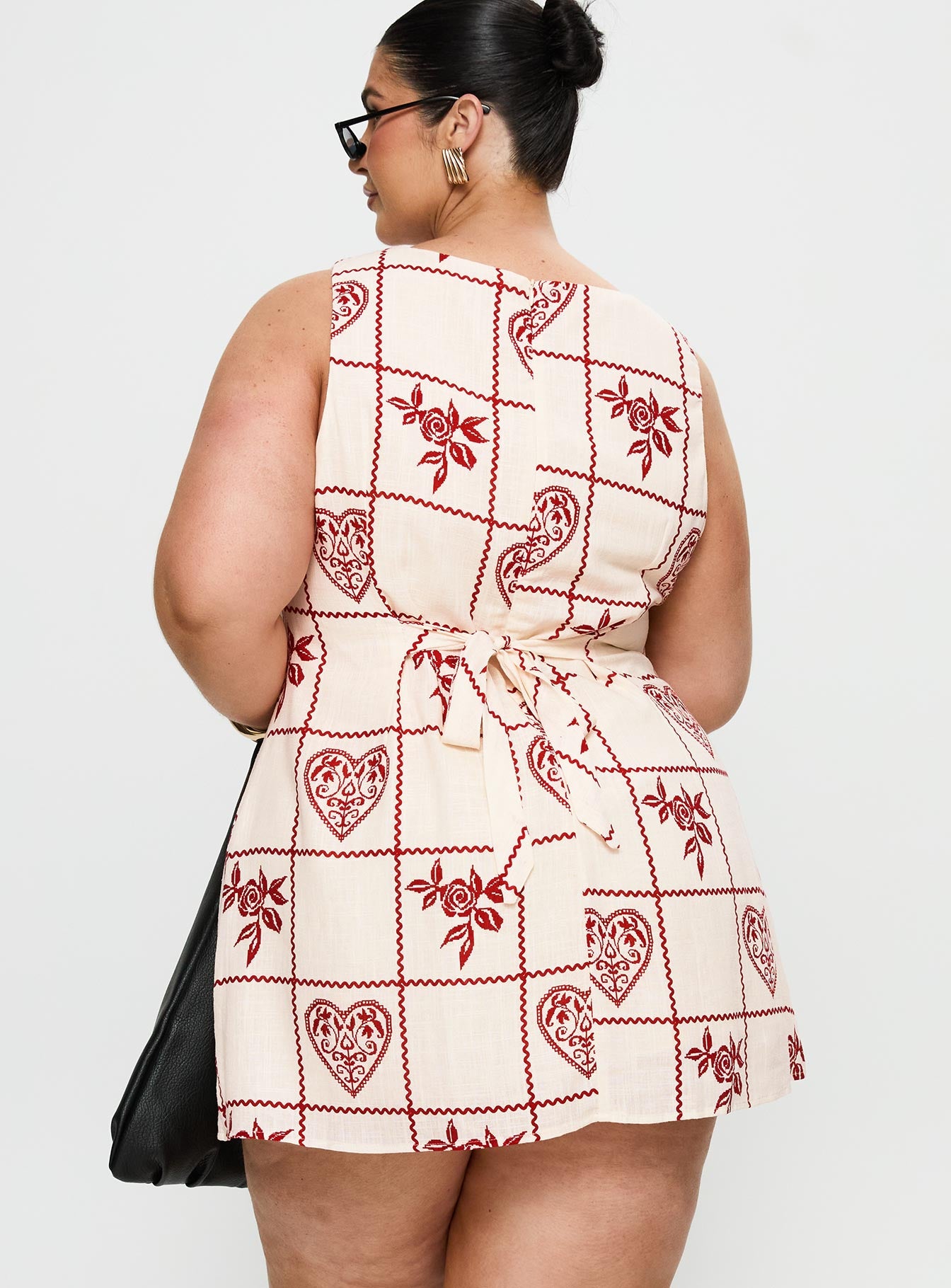 Alfalfa Shift Mini Dress Red Floral Check Curve - Image 5