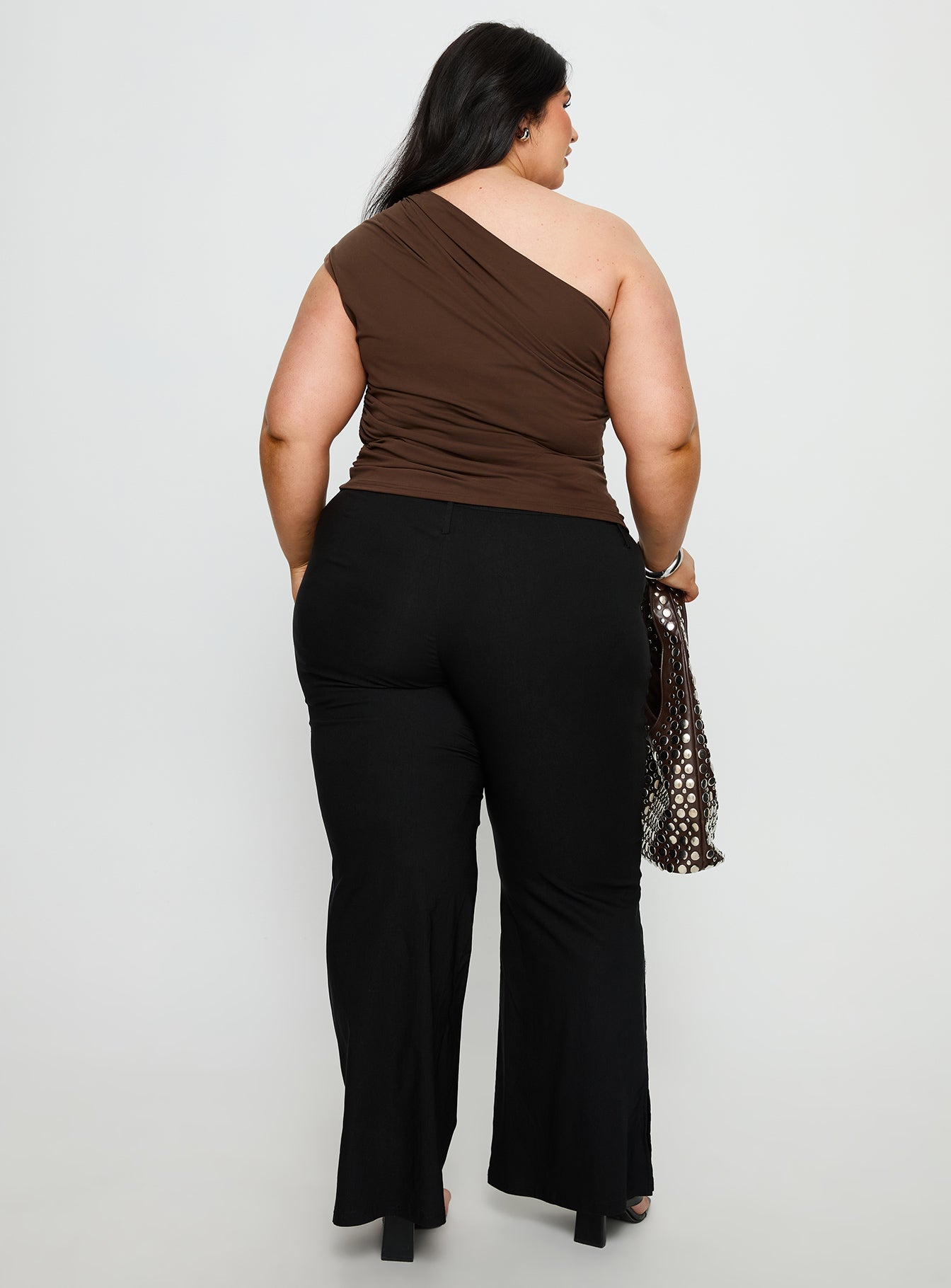 Kortnee Eyelet Detail Flare Leg Pants Black Curve - Image 4