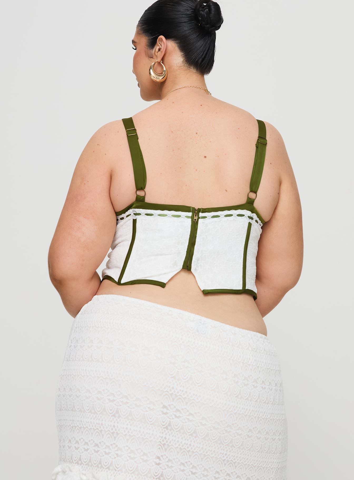 Jiraia Lace Corset Top White / Green Curve - Image 5