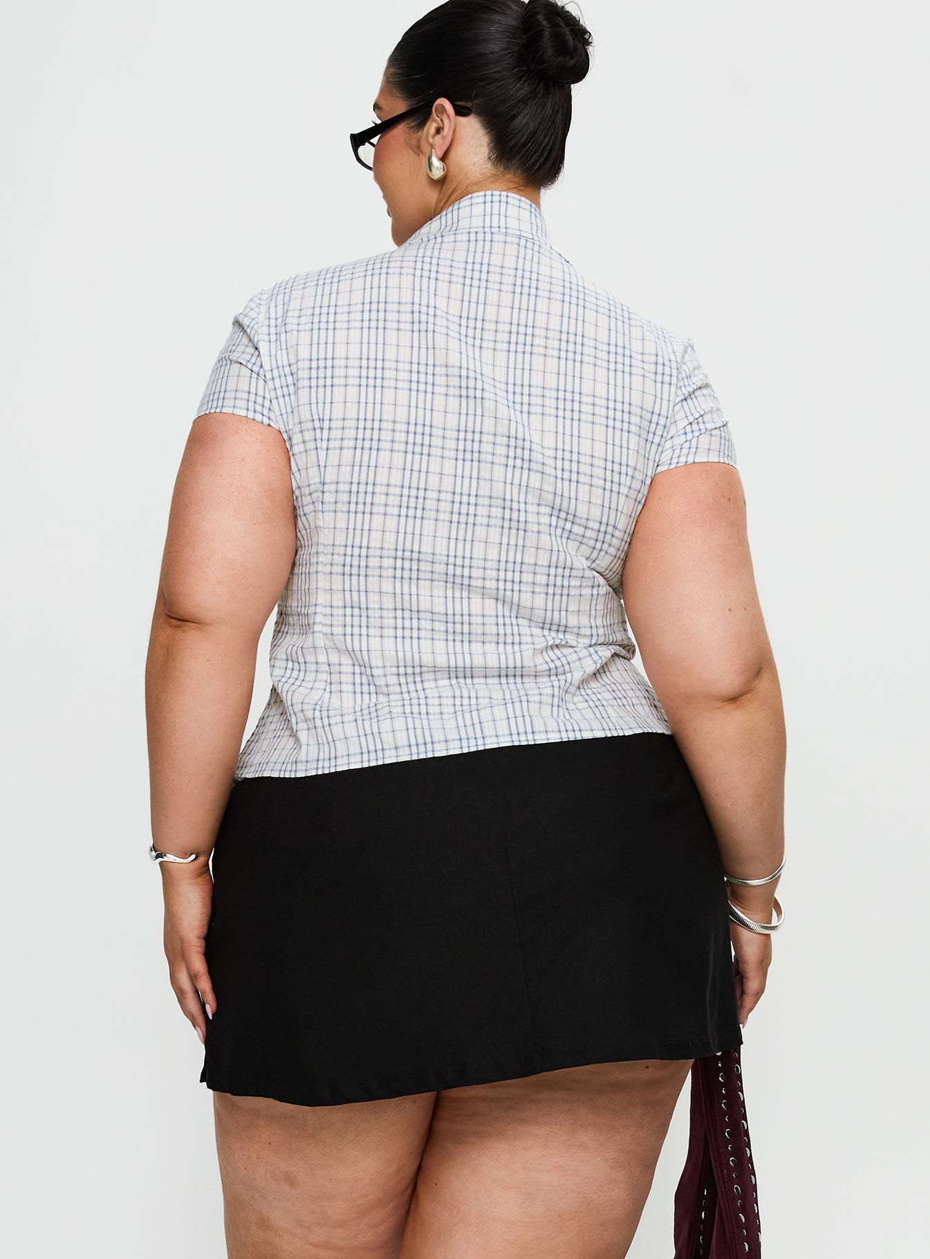 Cottesloe Blouse Top Blue Check Curve - Image 5