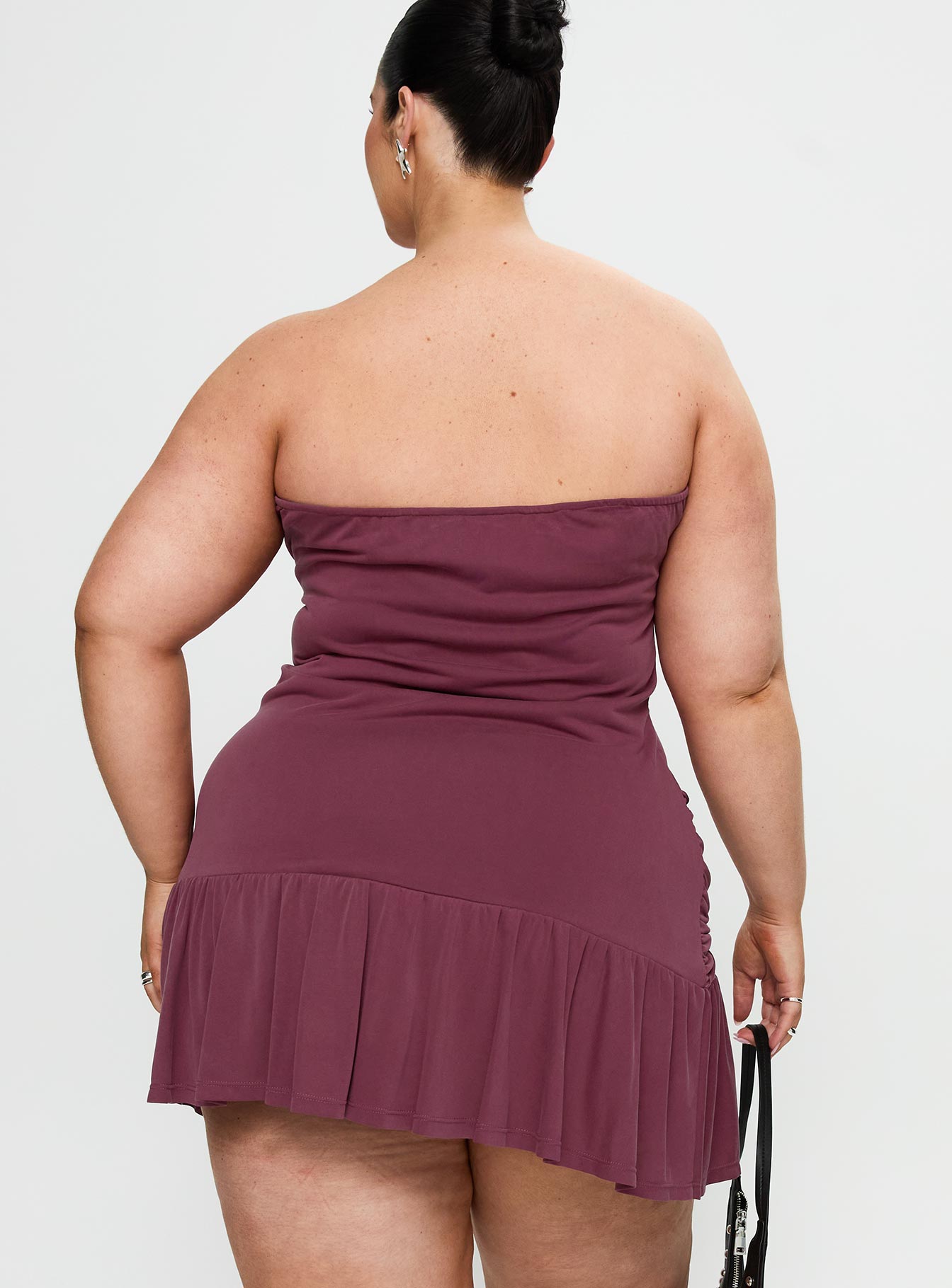 Love Lingers Strapless Mini Dress Burgundy Curve - Image 5