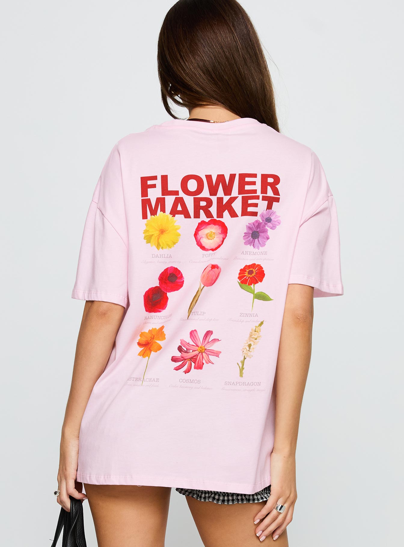 Flower Chart Oversized Tee Pink - Image 5