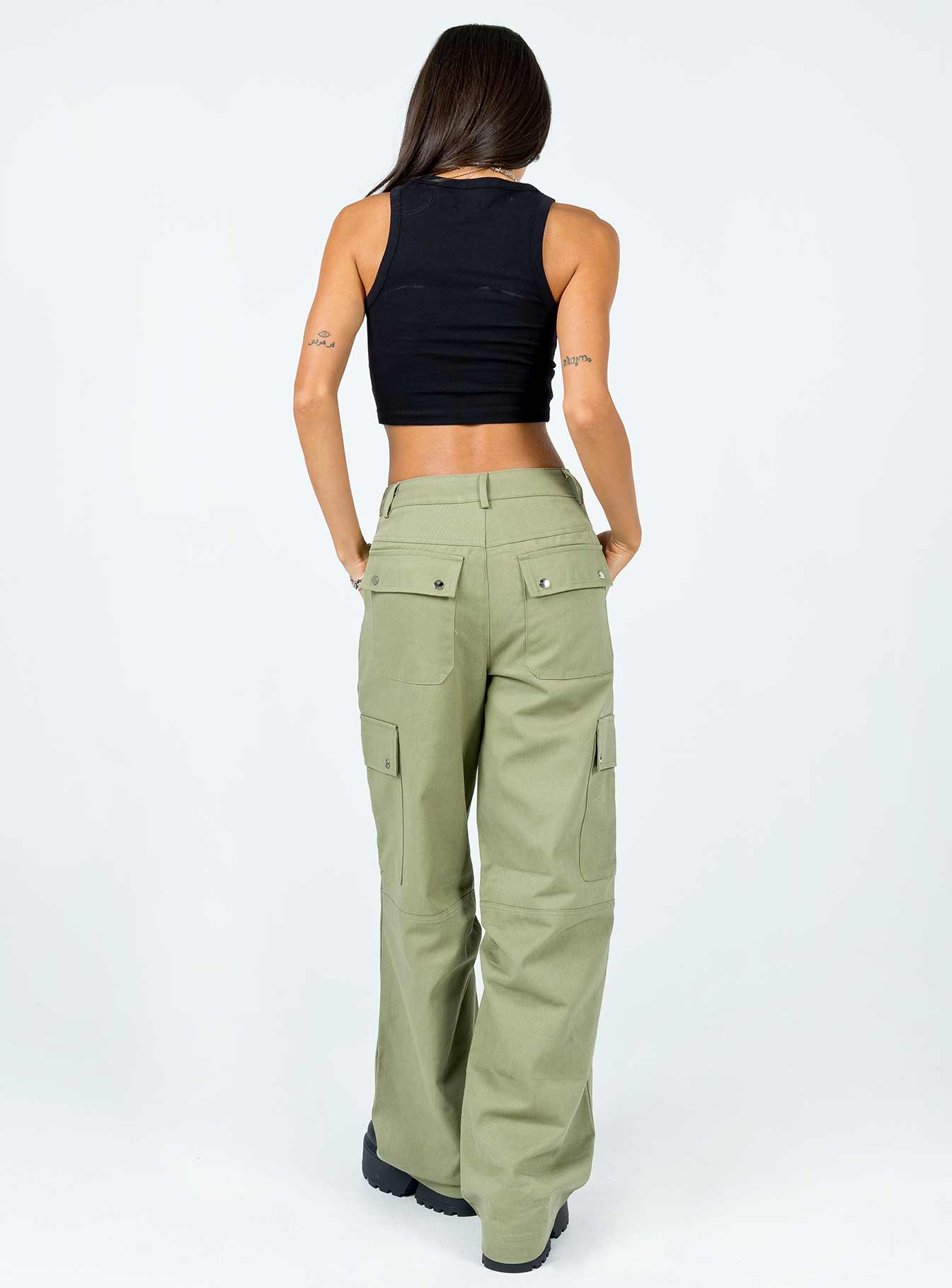 Fallout Mid Rise Cargo Pants Green - Image 10