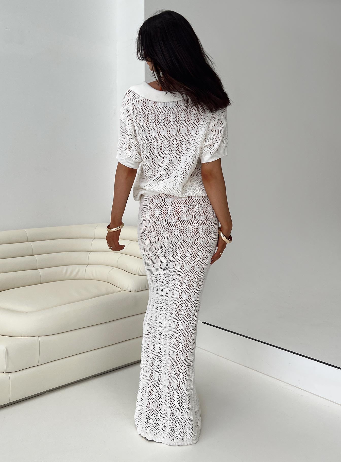 Vacation Knit Maxi Skirt White - Image 4